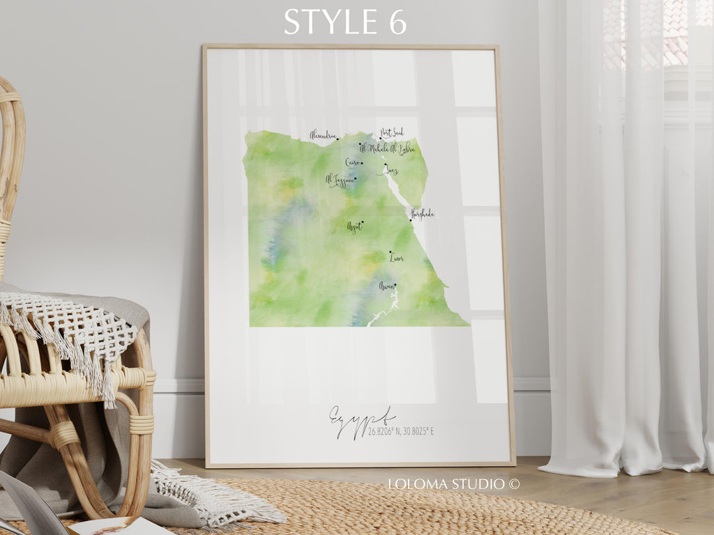 Egypt Map Portrait Physical Print or Canvas