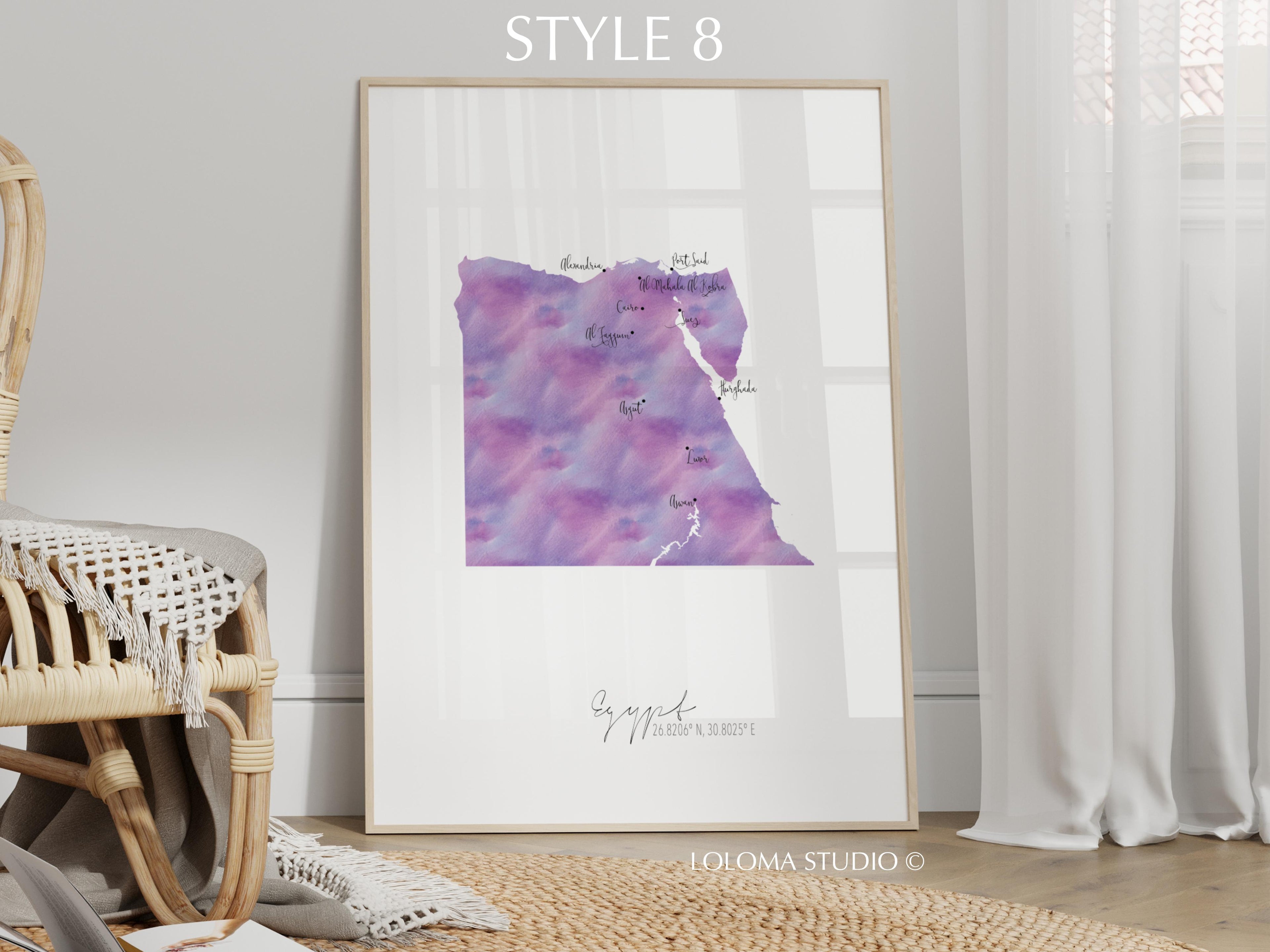 Egypt Map Portrait Physical Print or Canvas