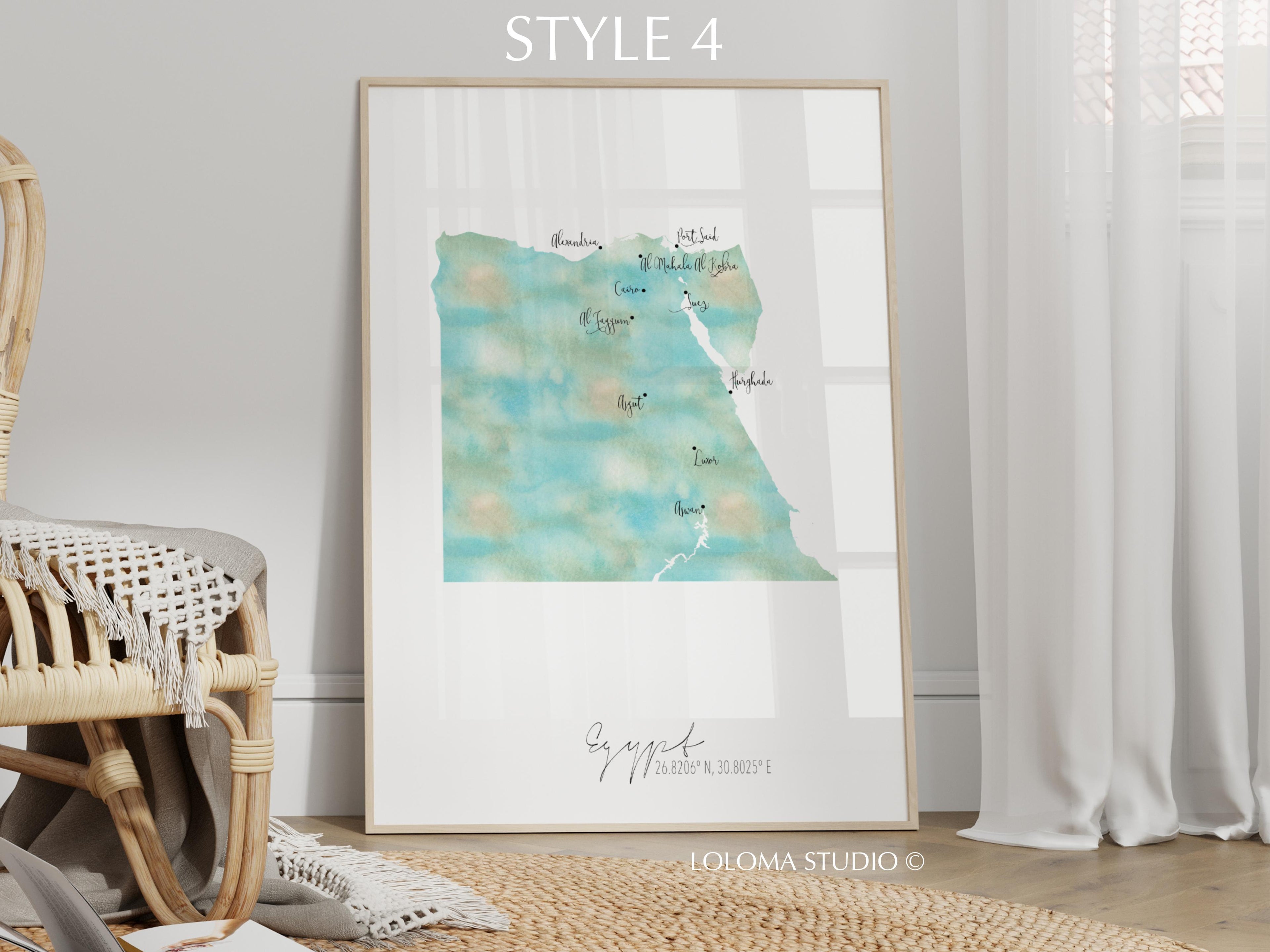 Egypt Map Portrait Physical Print or Canvas