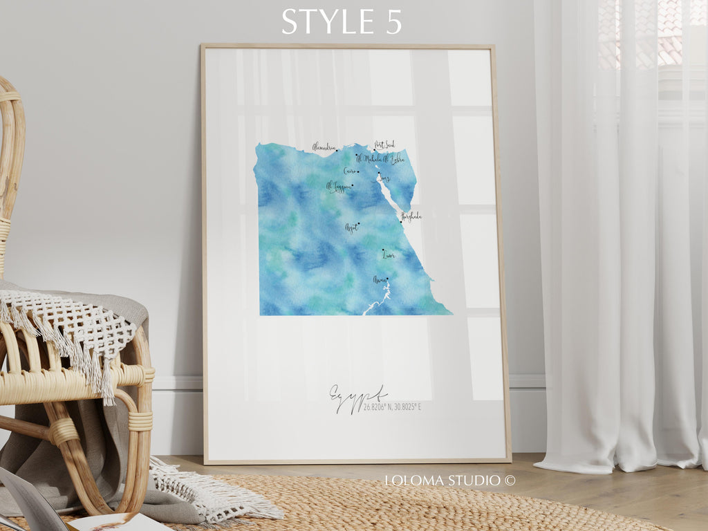 Egypt Map Portrait Physical Print or Canvas