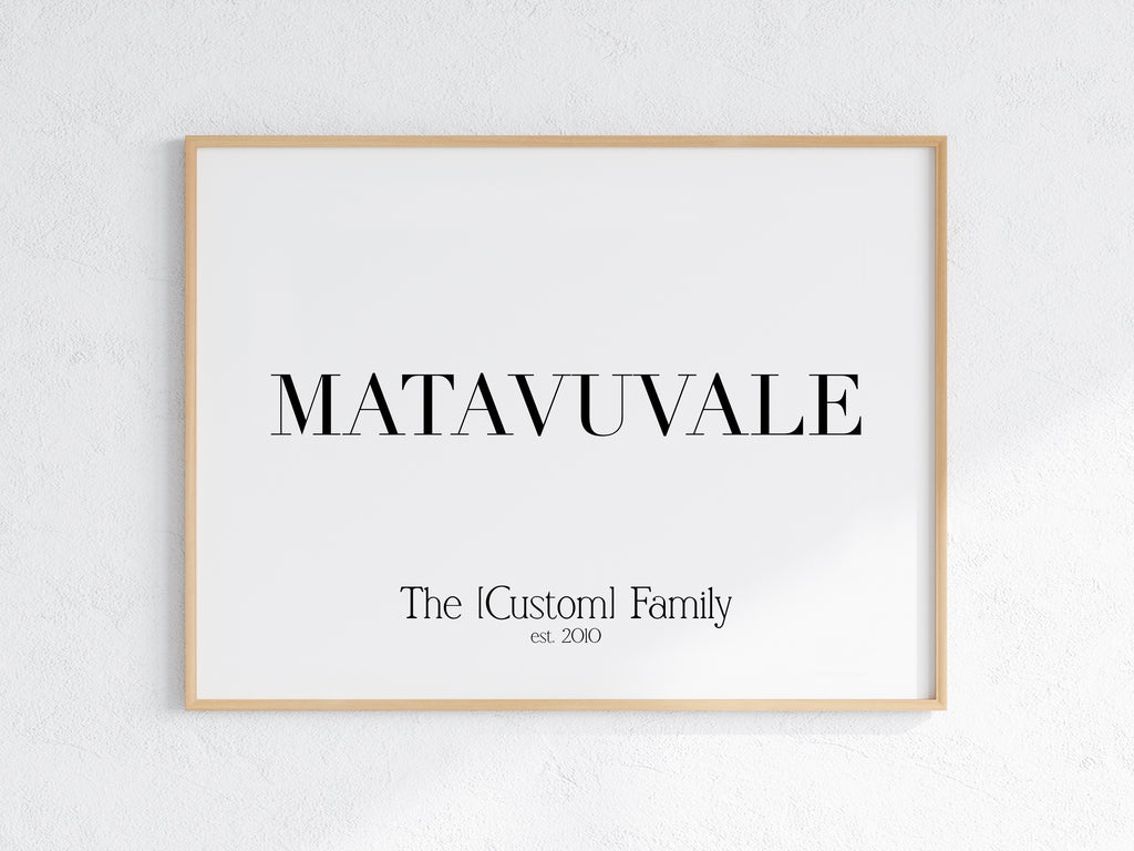 Fiji Custom Matavuvale (Family) Name Physical Print or Canvas