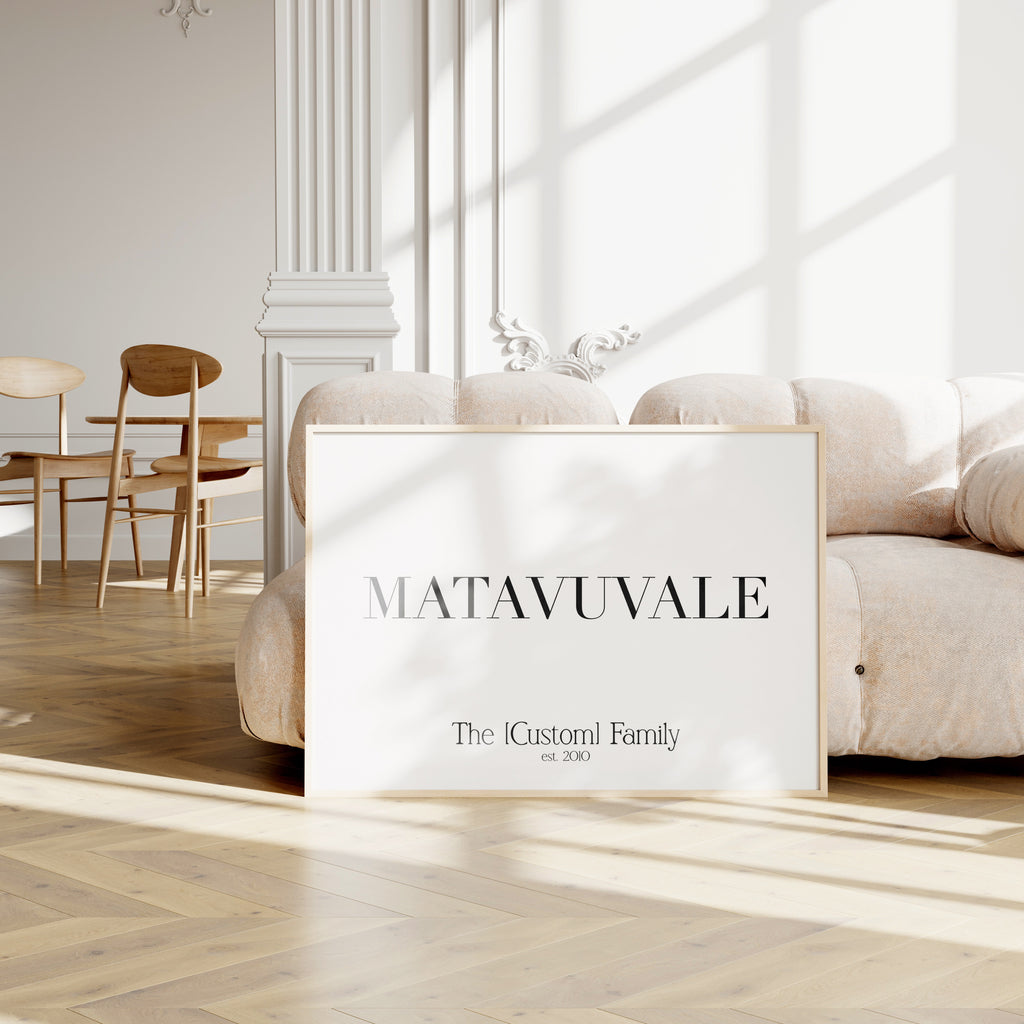 Fiji Custom Matavuvale (Family) Name Physical Print or Canvas