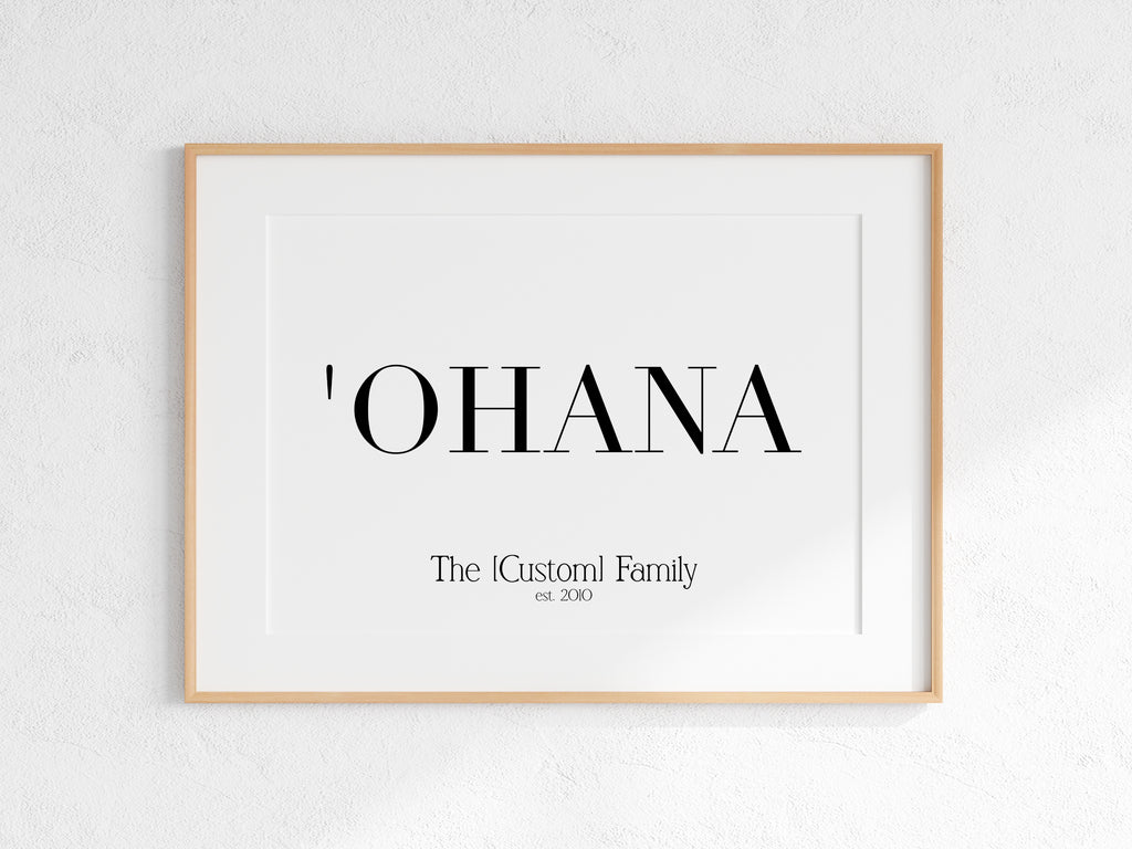 Hawaii Custom Ohana (Family) Name Physical Print or Canvas