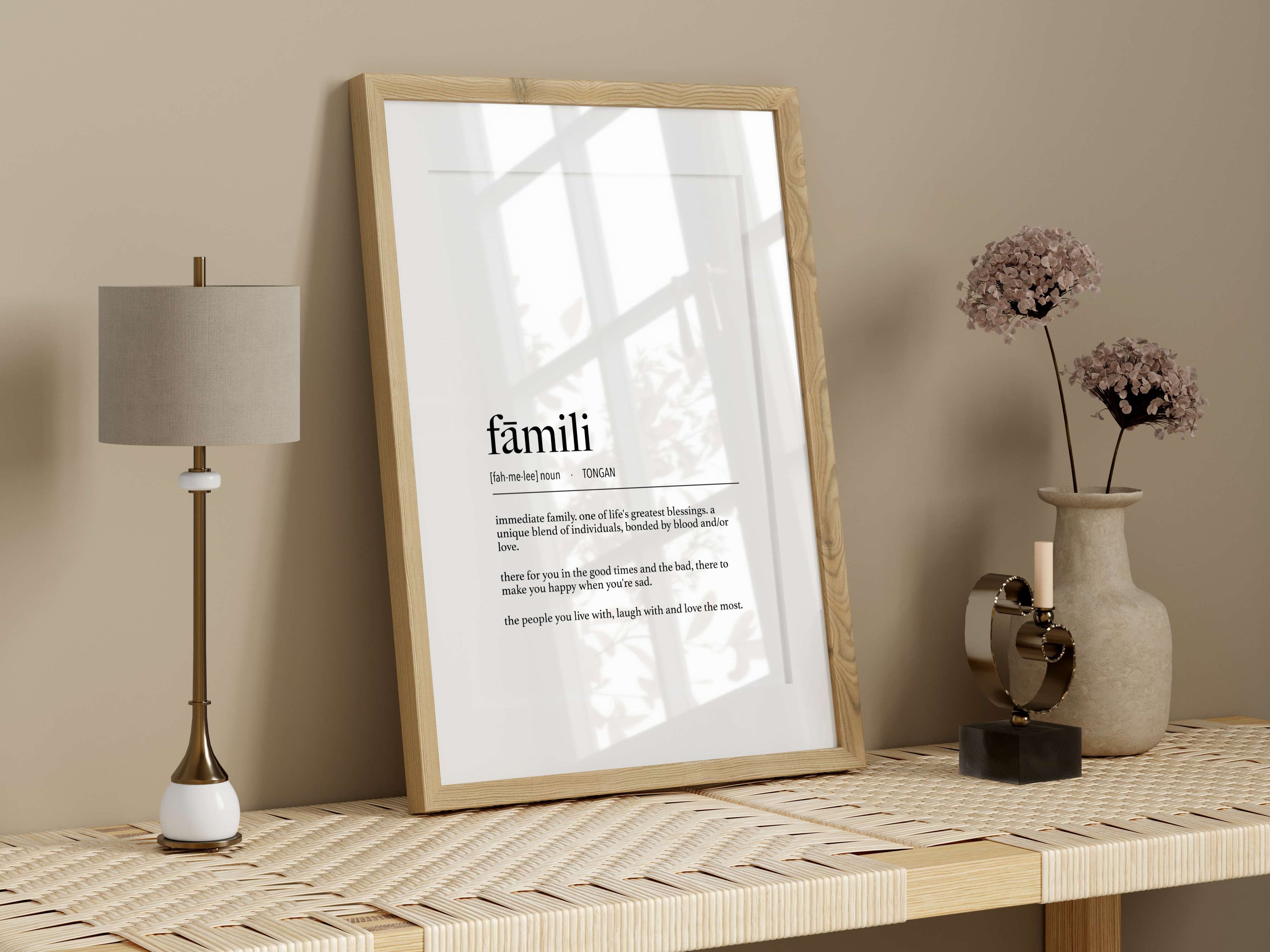 Tonga Fāmili (Immediate Family) Definition Physical Print or Canvas