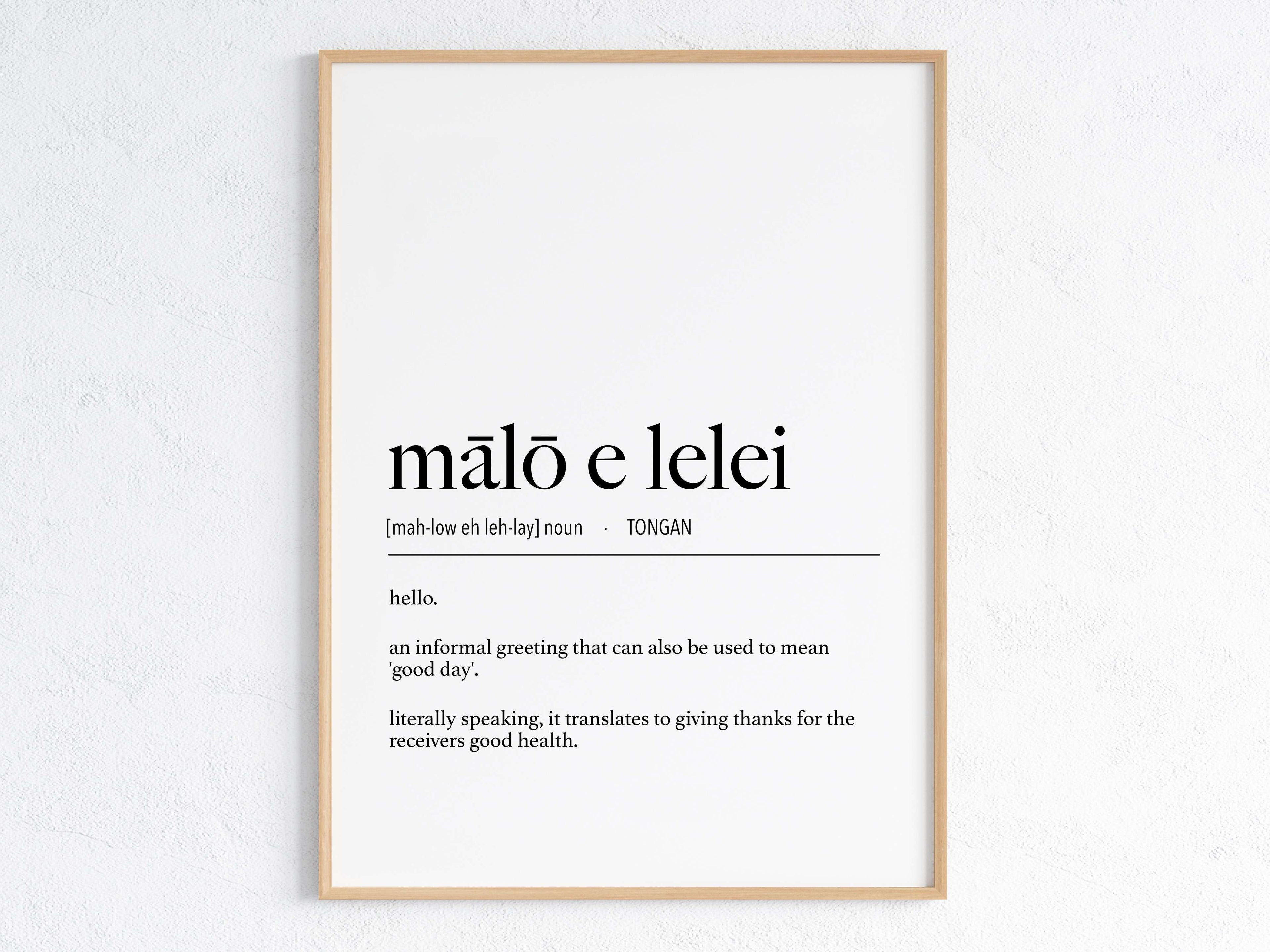 Tonga Mālō e Lelei (Hello) Definition Digital Print