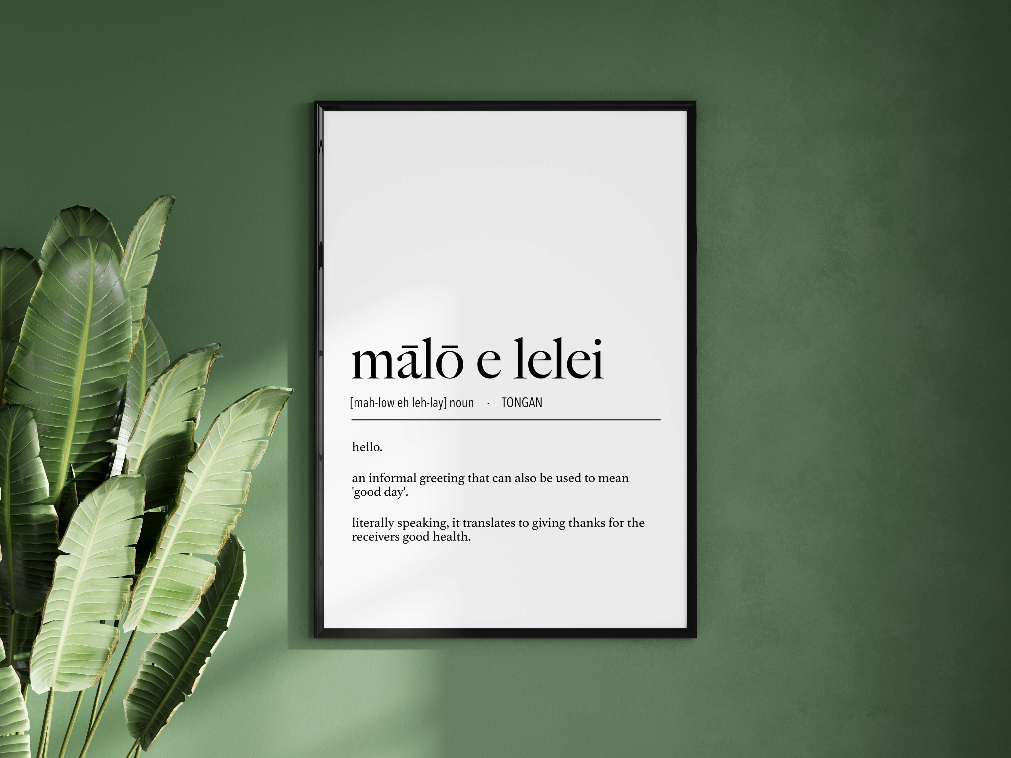 Tonga Mālō e Lelei (Hello) Definition Digital Print