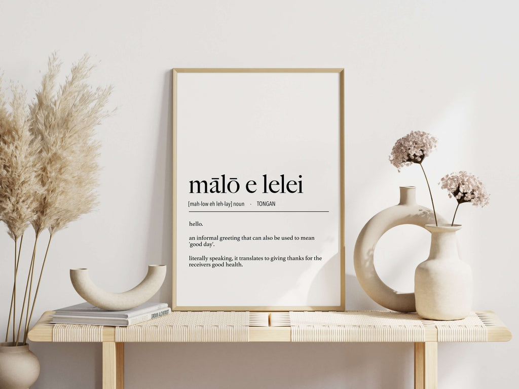 Tonga Mālō e Lelei (Hello) Definition Digital Print