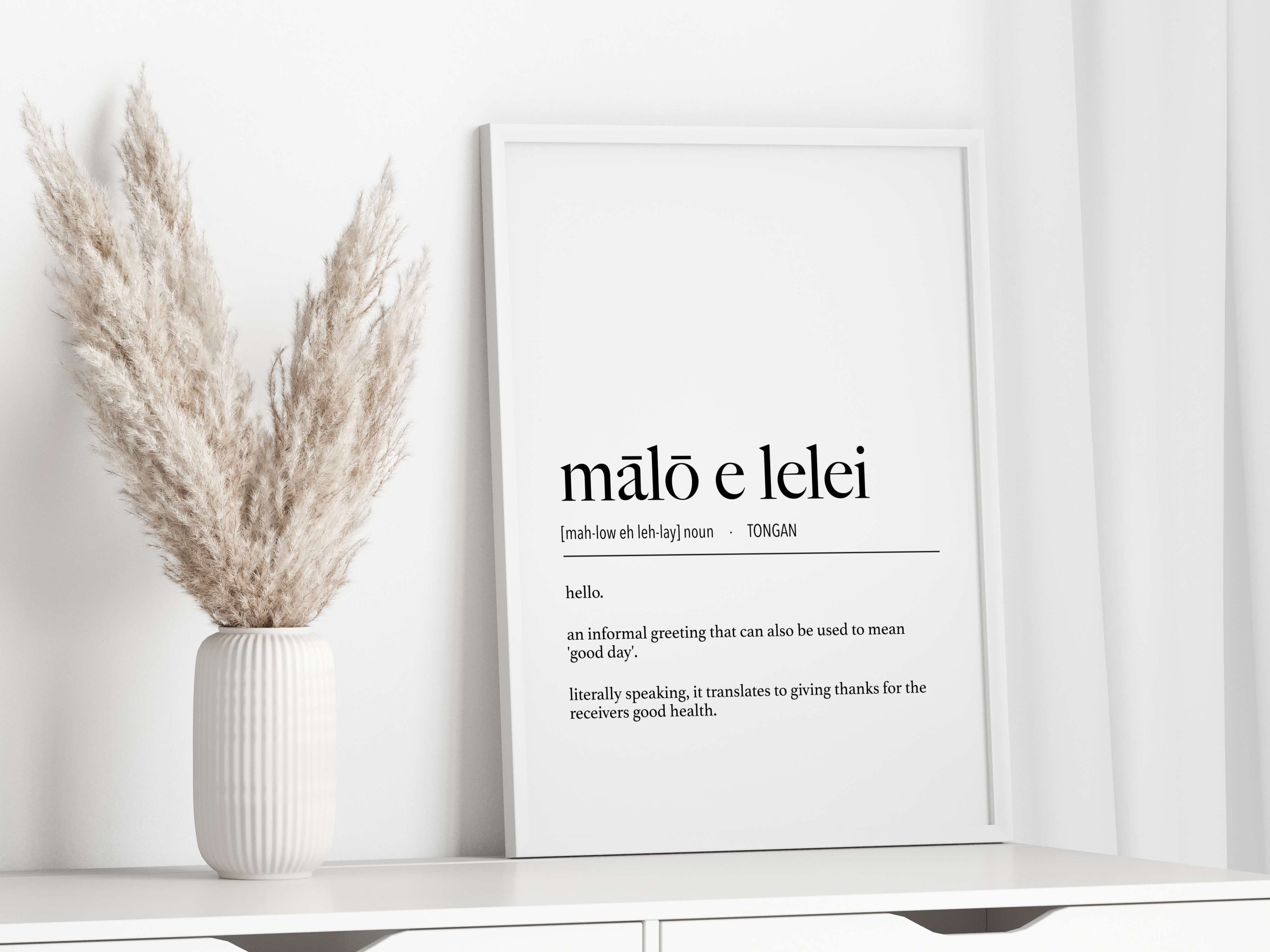 Tonga Mālō e Lelei (Hello) Definition Digital Print