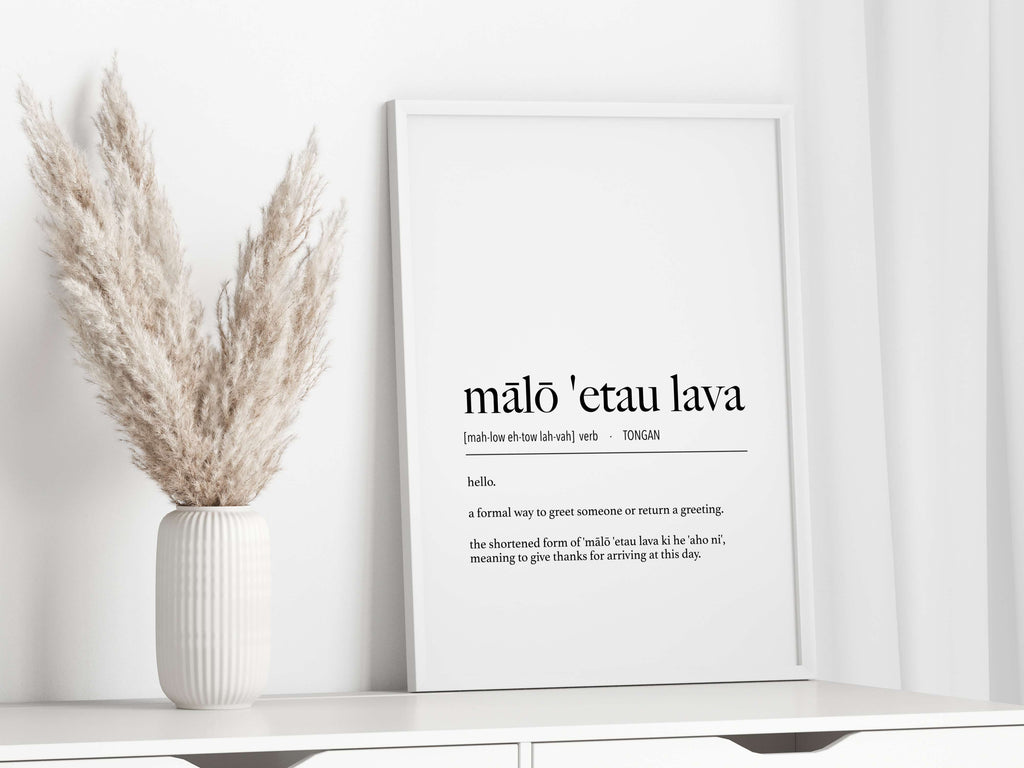 Tonga Mālō 'Etau Lava (Hello - Formal) Definition Digital Print