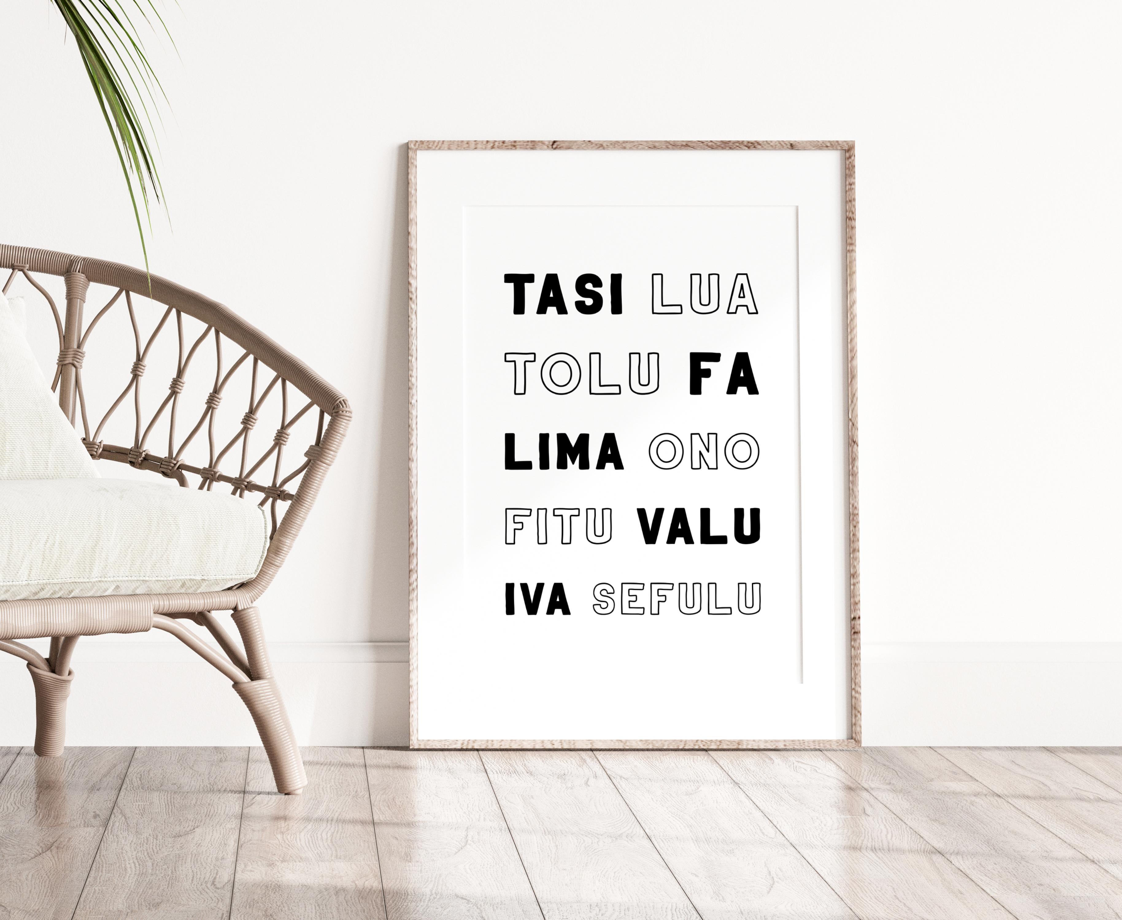 Samoa Number Words (Count to 10) Digital Print