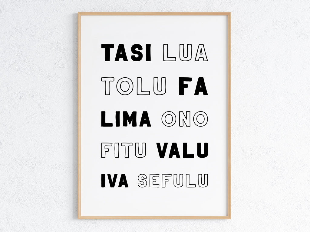 Samoa Number Words (Count to 10) Digital Print
