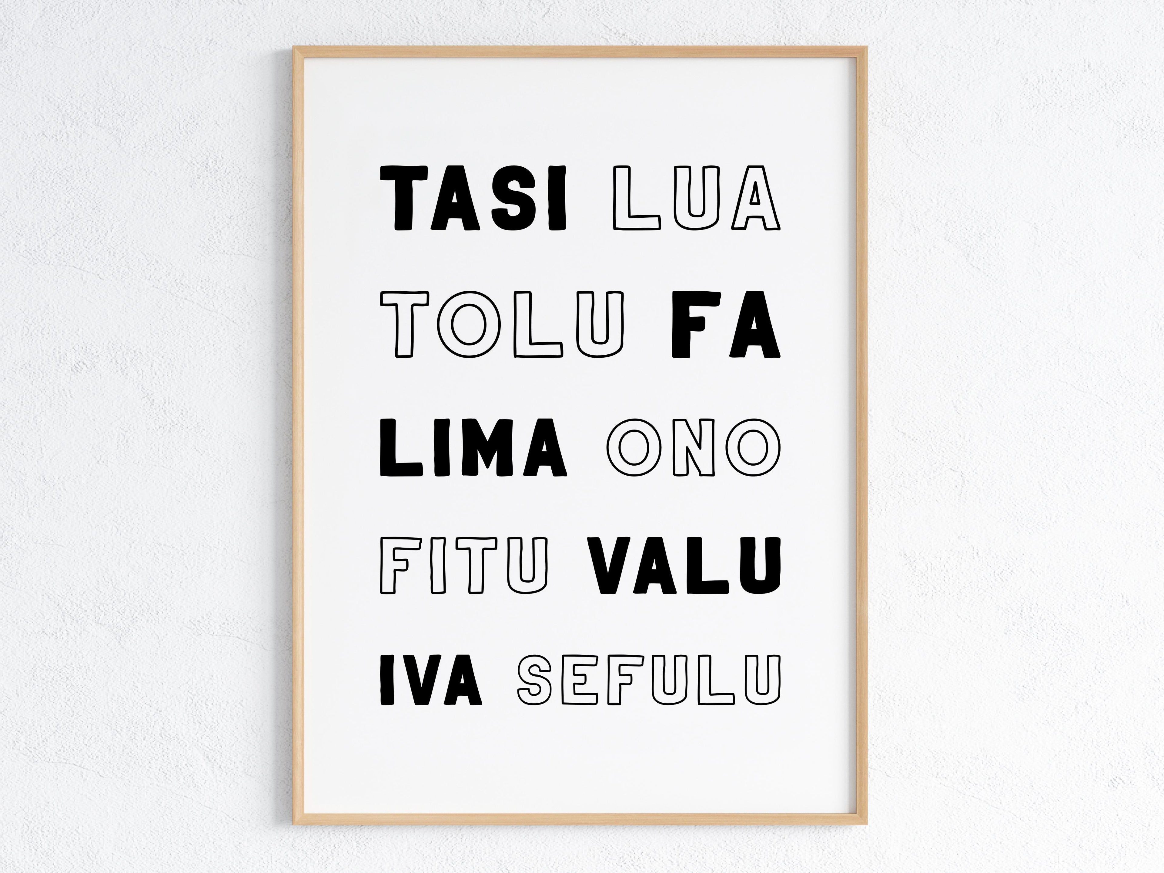 Samoa Number Words (Count to 10) Digital Print