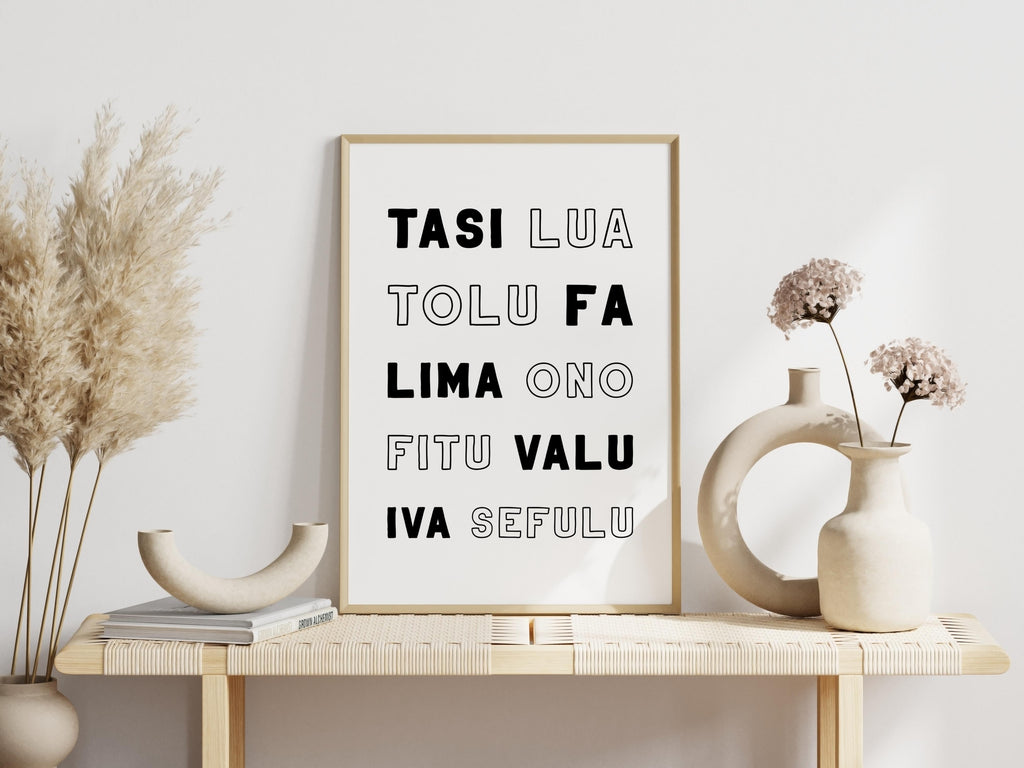Samoa Number Words (Count to 10) Digital Print