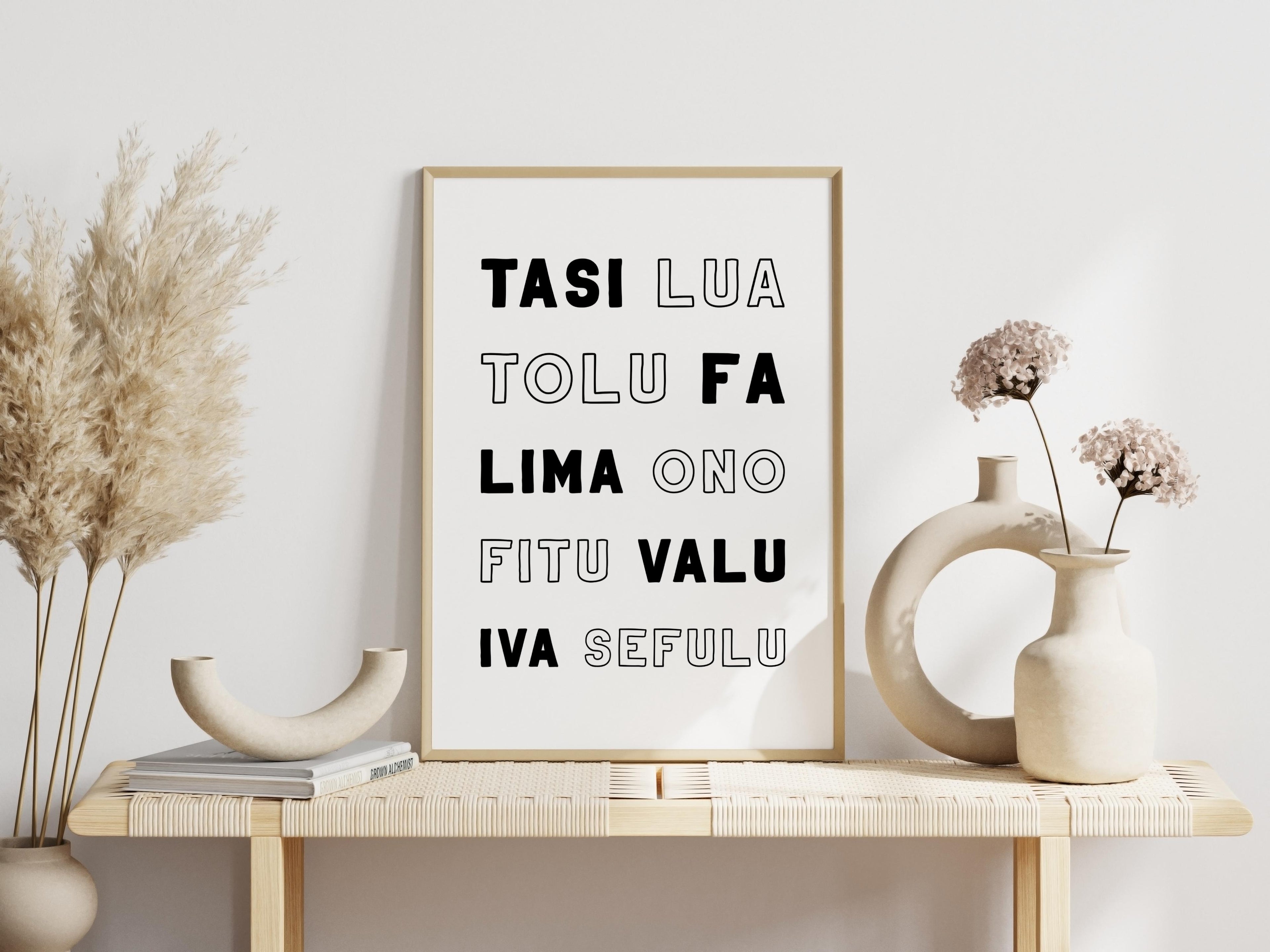 Samoa Number Words (Count to 10) Digital Print
