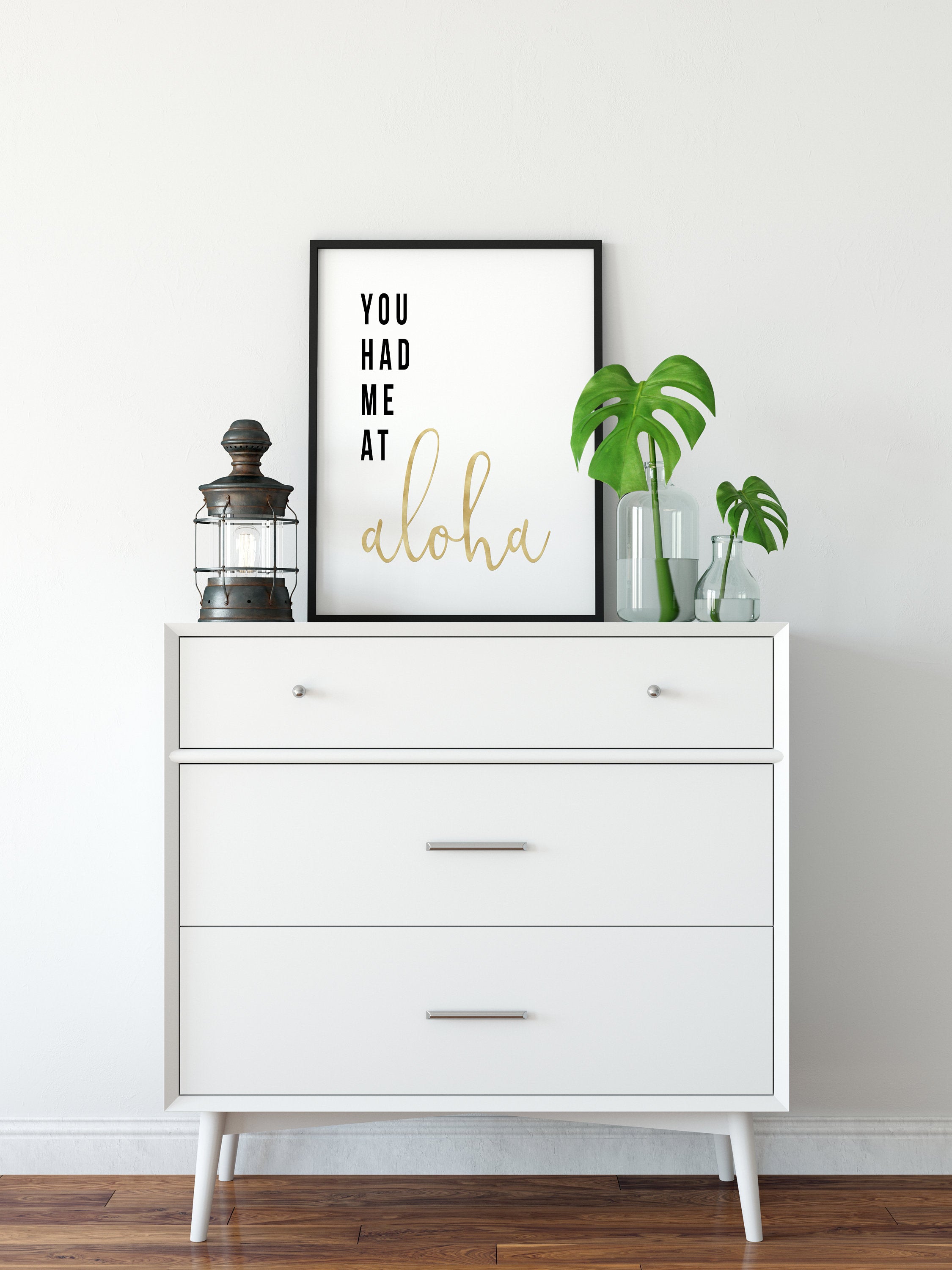 Digital Hawaii You Had Me At Aloha (Hello) Gold Print / Instant Download