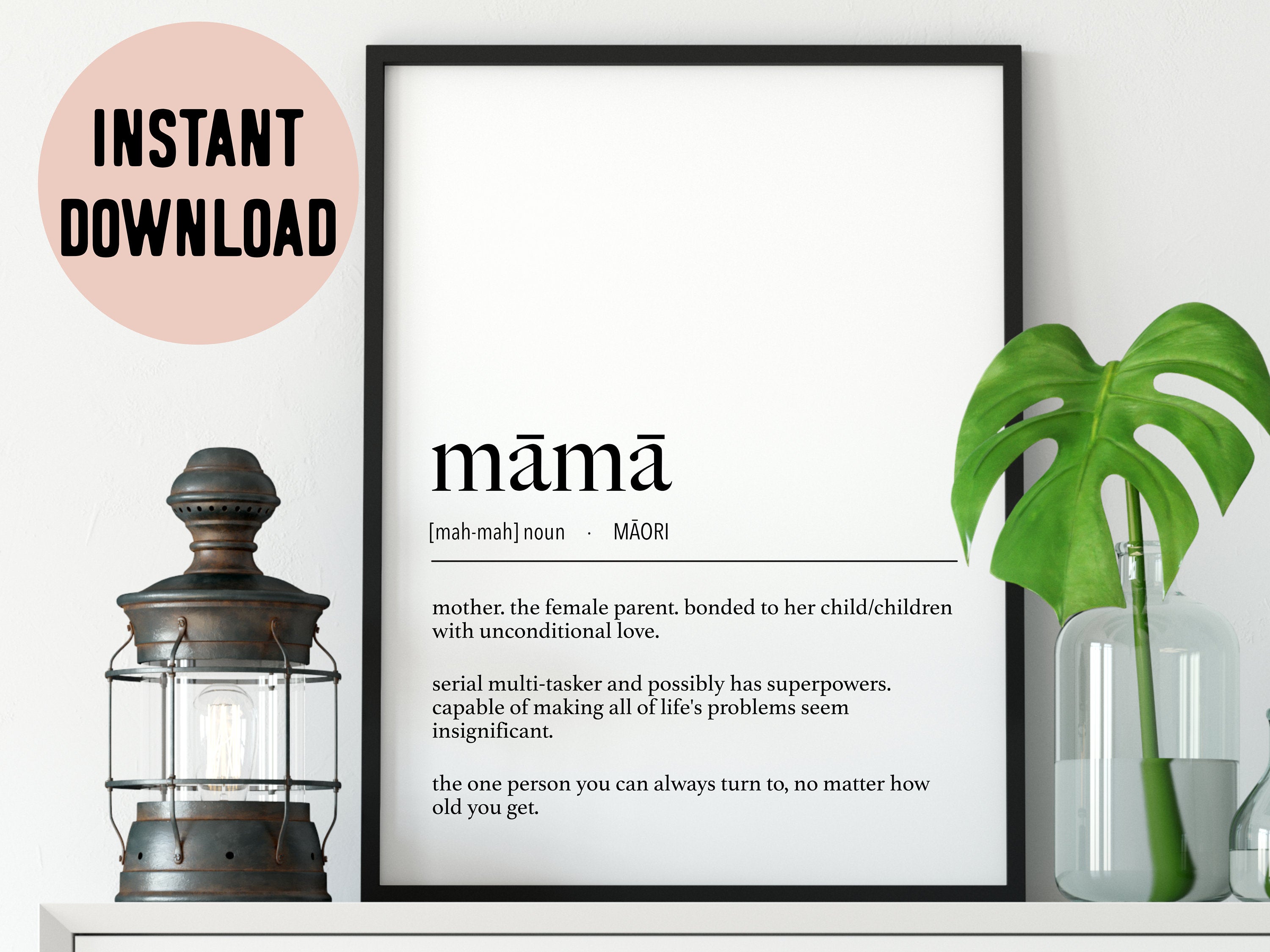 New Zealand Maori Māmā (Mother) Definition Digital Print / mothers day gift / indigenous woman / mum gift / nz mama print / mama definition