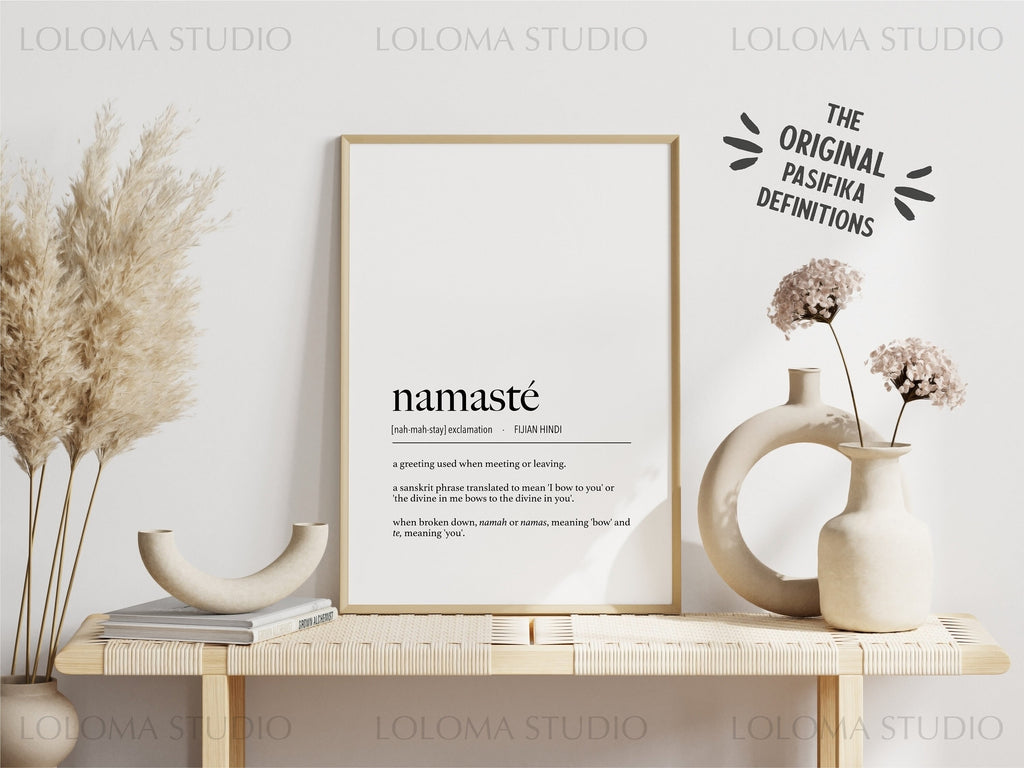 Namasté (I bow to you) Definition Digital Print - Fijian Hindi - Sanskrit Definition - Indo Fijian Print - Fijian Baat Language - Findo Art