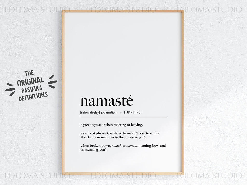 Namasté (I bow to you) Definition Digital Print - Fijian Hindi - Sanskrit Definition - Indo Fijian Print - Fijian Baat Language - Findo Art