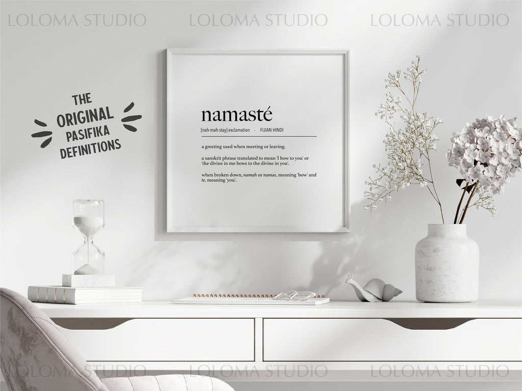 Namasté (I bow to you) Definition Digital Print - Fijian Hindi - Sanskrit Definition - Indo Fijian Print - Fijian Baat Language - Findo Art