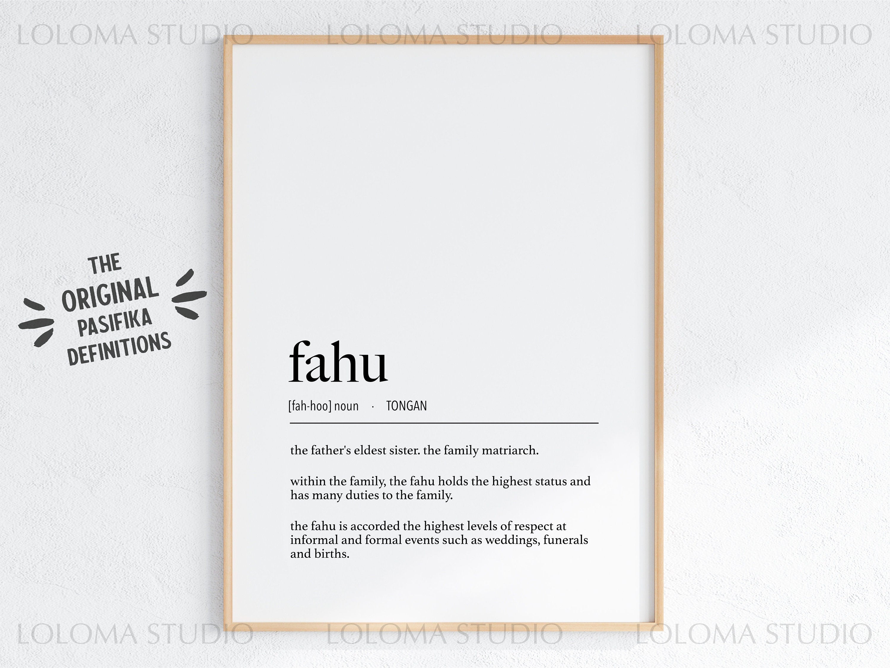 Tonga Fahu (Father's Eldest Sister) Definition Digital Print