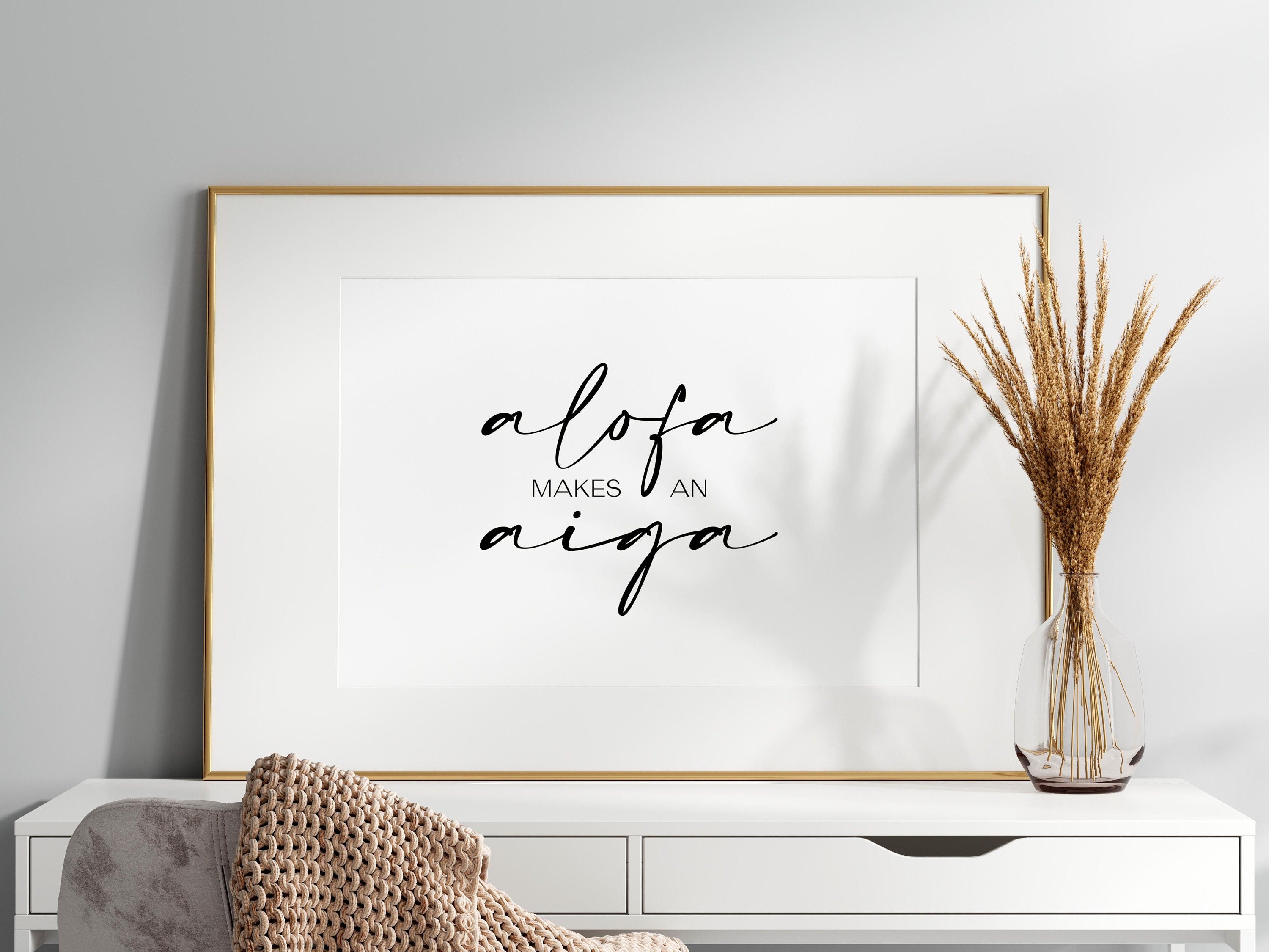 Samoa Alofa Makes An Aiga (Love makes a family) Print, Samoan love, alofa print, samoan home decor, aiga wall art, samoan language