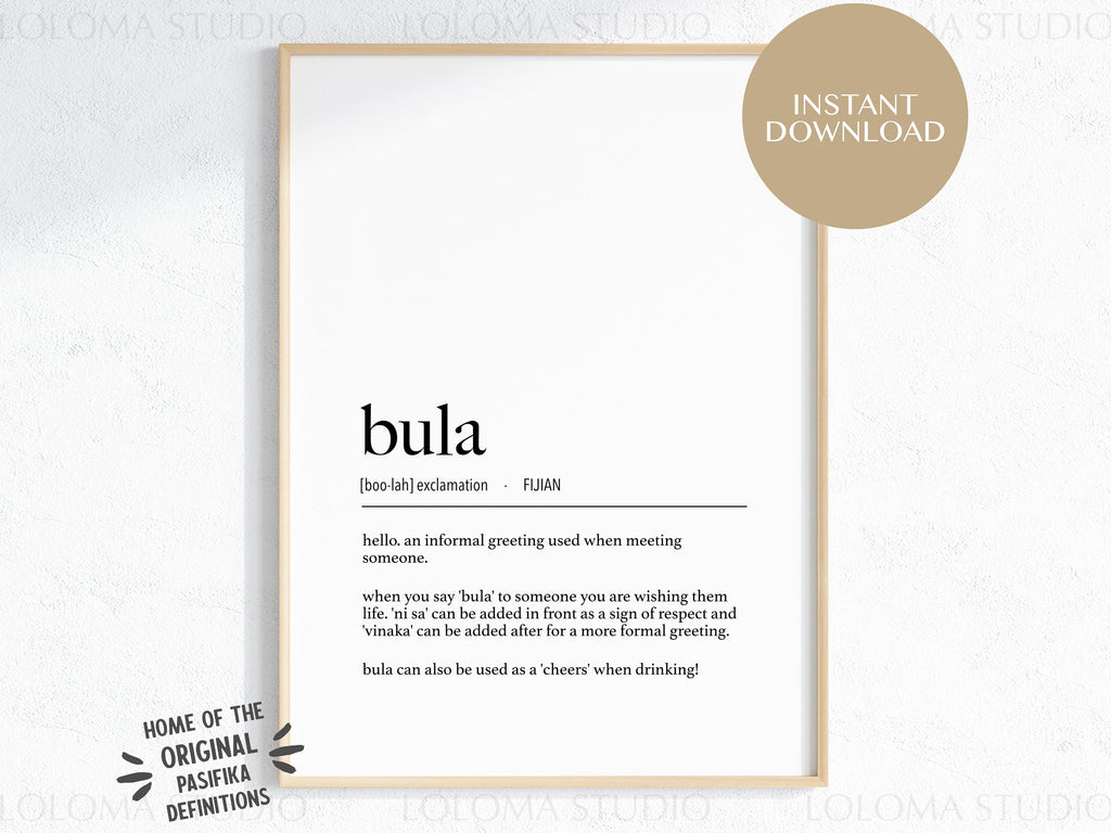 Bula (Hello) Definition Digital Print