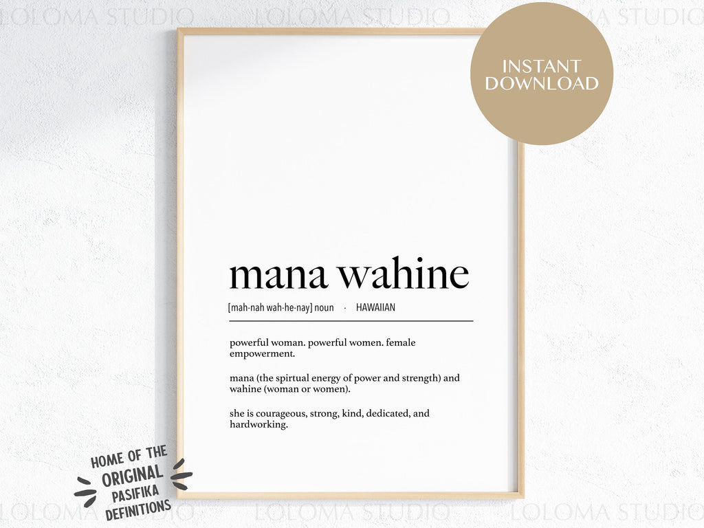 Mana Wahine Definition Print, Hawaii Powerful Woman (Digital Download)