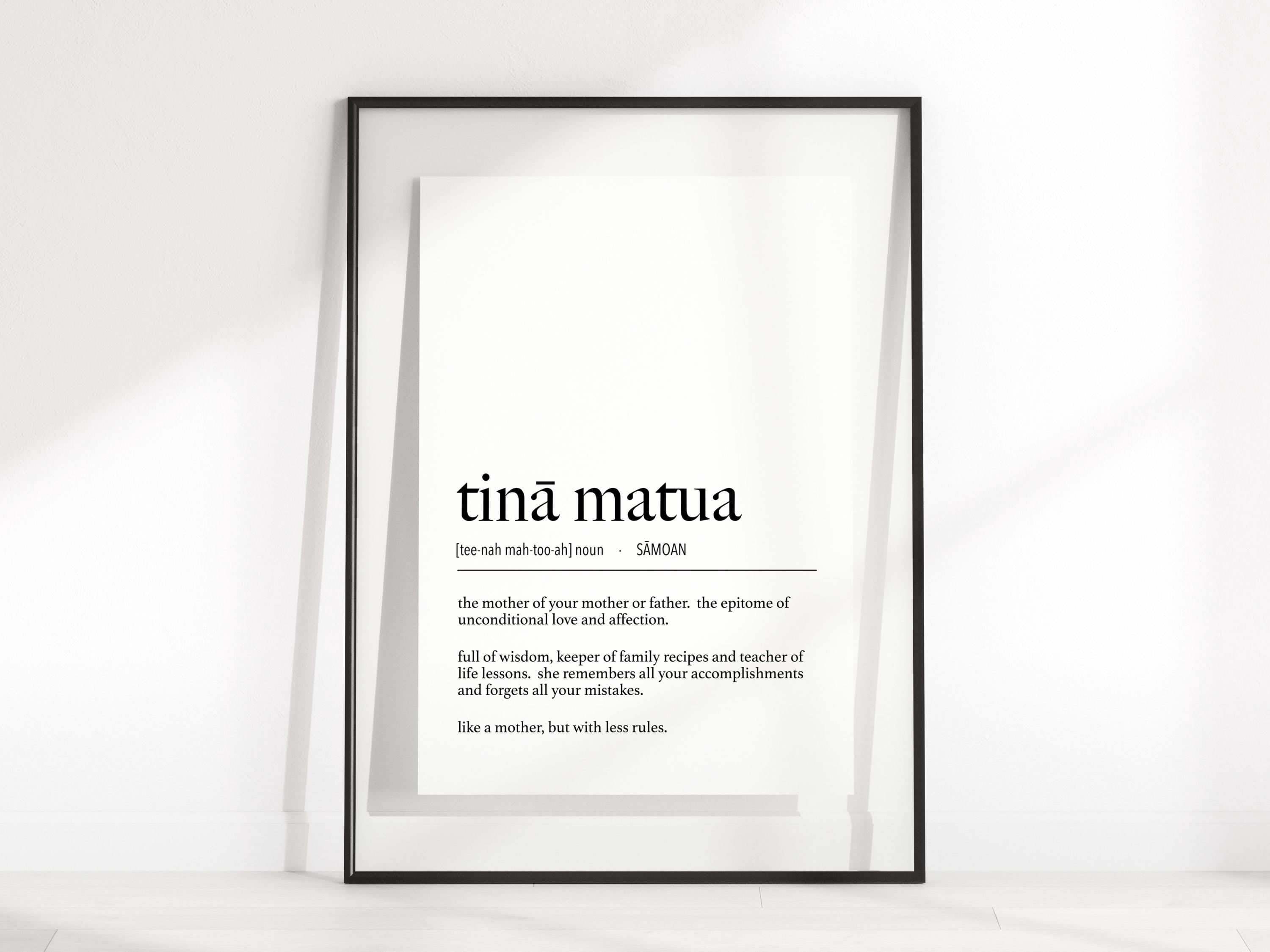 Samoa Tinā Matua (Grandmother) Definition Digital Print, samoan decor, mothers day gift, grandma gift, tinamatua definition, aiga poster,