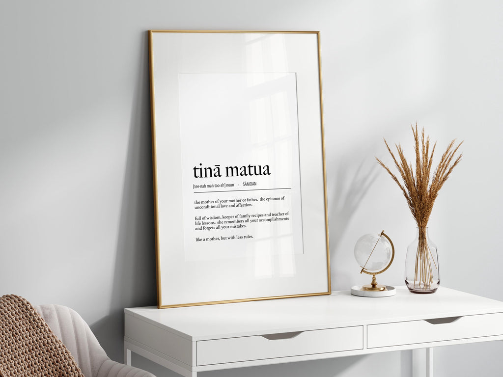 Samoa Tinā Matua (Grandmother) Definition Digital Print, samoan decor, mothers day gift, grandma gift, tinamatua definition, aiga poster,