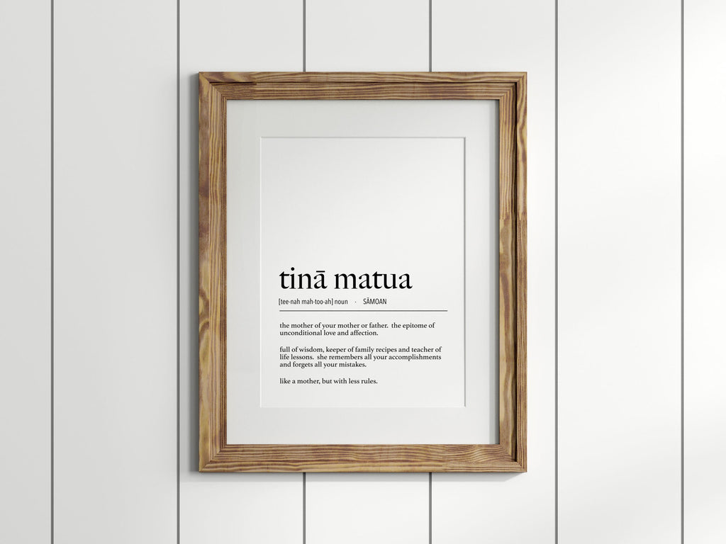 Samoa Tinā Matua (Grandmother) Definition Digital Print, samoan decor, mothers day gift, grandma gift, tinamatua definition, aiga poster,