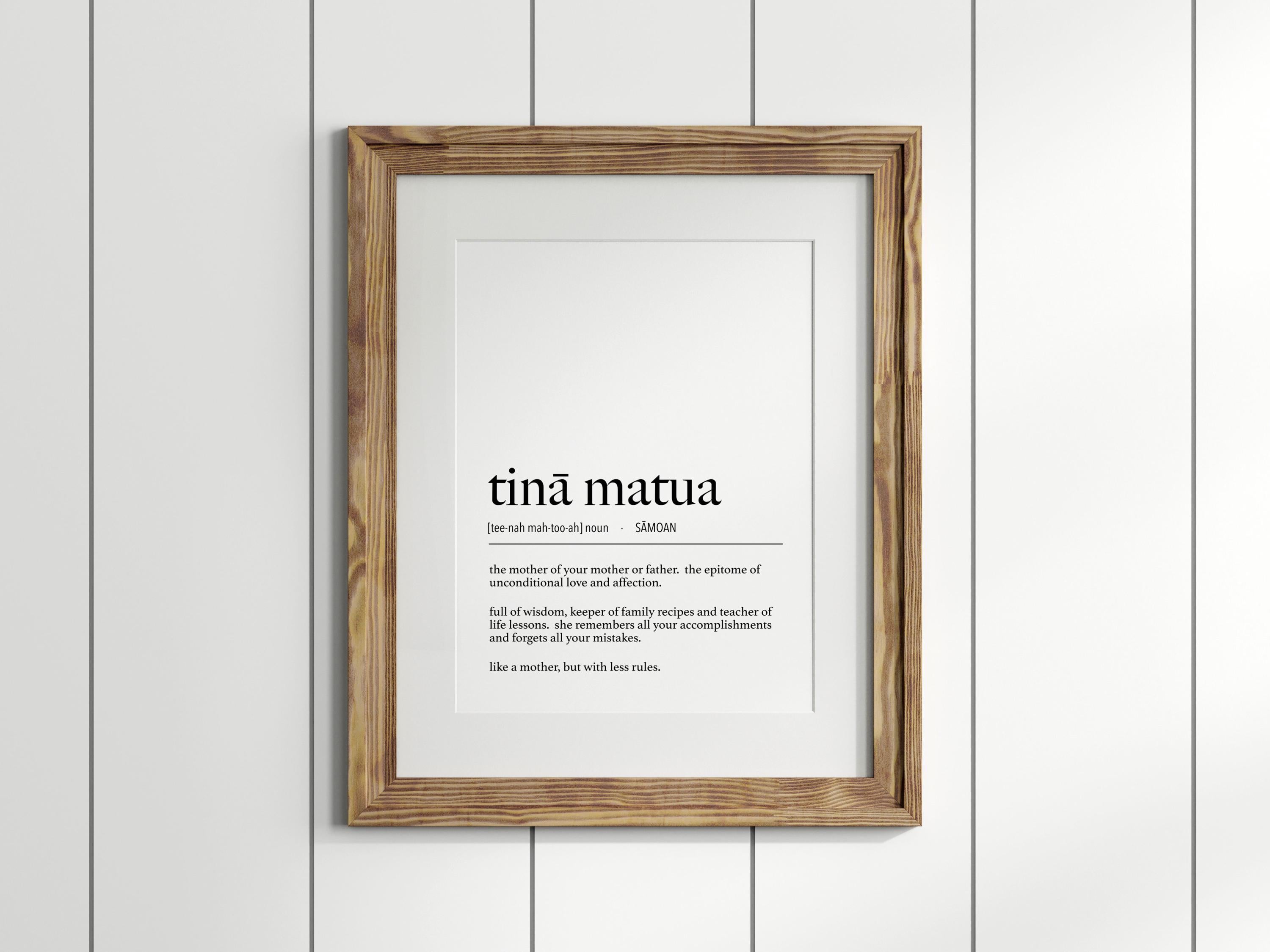 Samoa Tinā Matua (Grandmother) Definition Digital Print, samoan decor, mothers day gift, grandma gift, tinamatua definition, aiga poster,