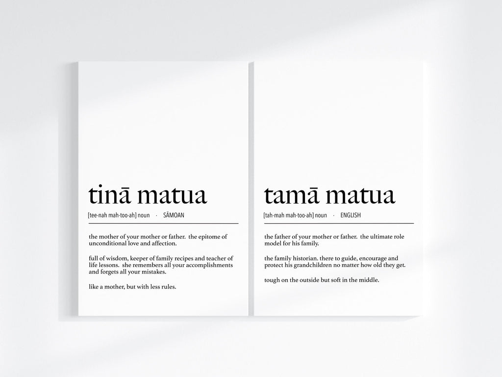 Samoa Tinā Matua (Grandmother) Definition Digital Print, samoan decor, mothers day gift, grandma gift, tinamatua definition, aiga poster,