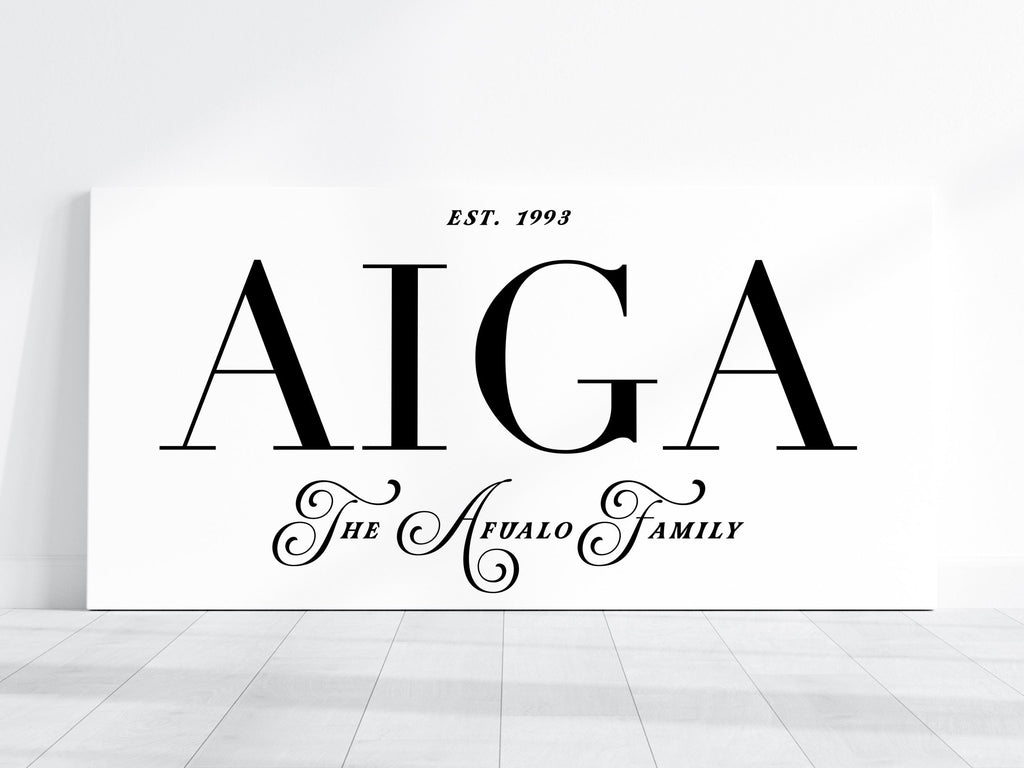 Personalised Aiga (Family) Name Canvas Print // Aiga Quote Custom Wall Art / Custom Family Art / Customised Gift / Personal Family Print