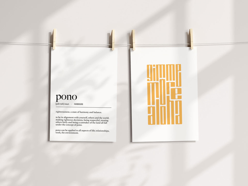 Hawaii Pono (Righteousness) Definition Digital Print / hawaiian language / hawaii airbnb print / alignment poster / polynesian art