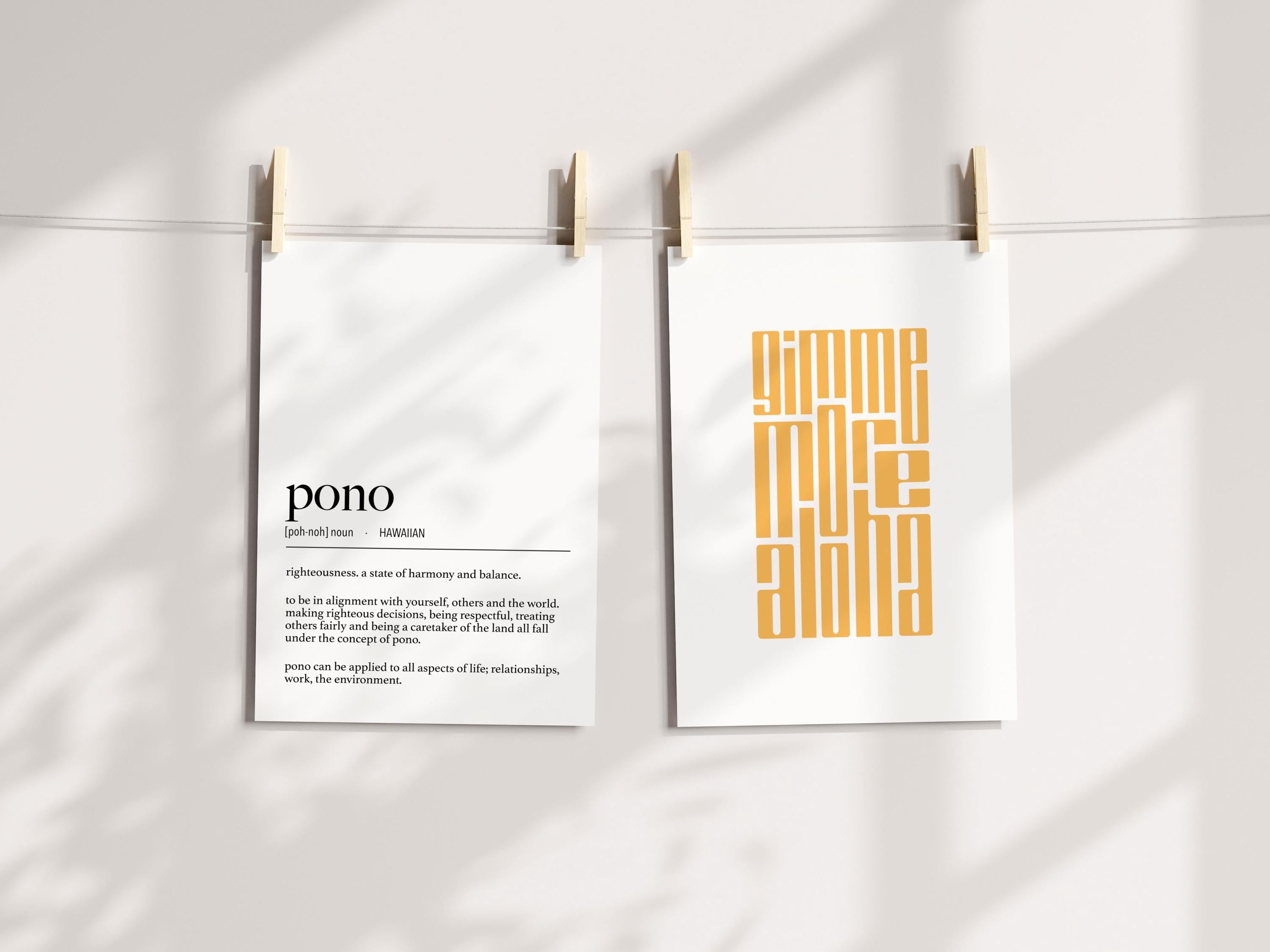 Hawaii Pono (Righteousness) Definition Digital Print / hawaiian language / hawaii airbnb print / alignment poster / polynesian art