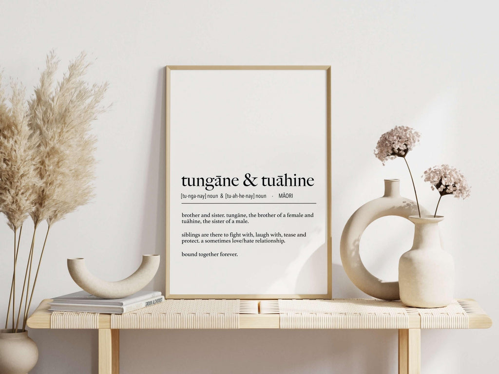 New Zealand Maori Tungāne & Tuāhine (Brother and Sister) Definition Digital Print