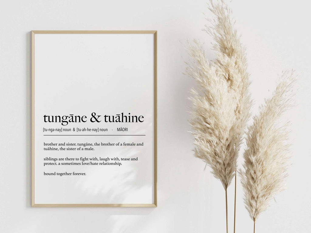 New Zealand Maori Tungāne & Tuāhine (Brother and Sister) Definition Digital Print