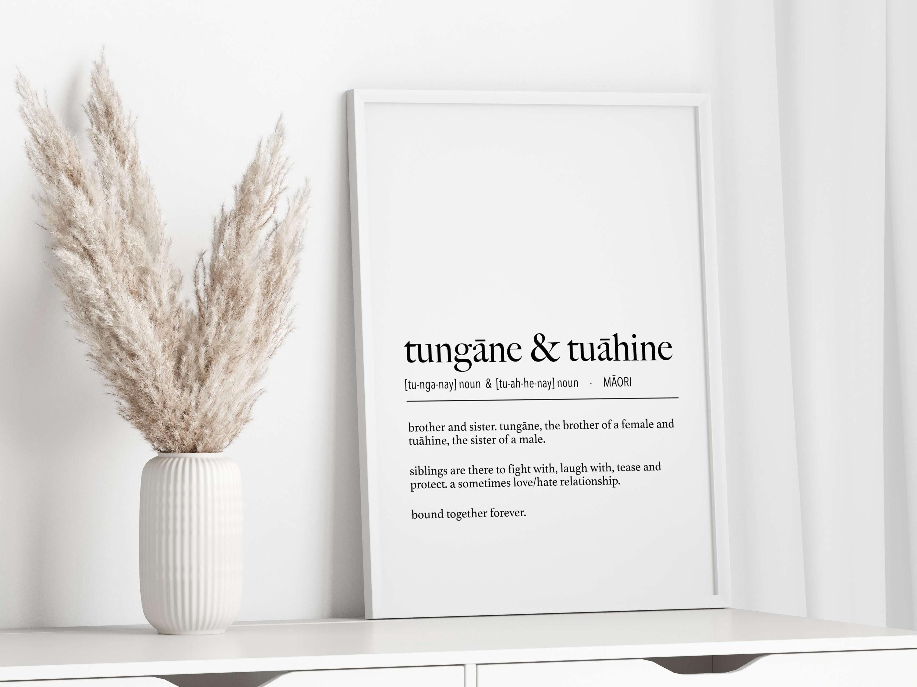 New Zealand Maori Tungāne & Tuāhine (Brother and Sister) Definition Digital Print