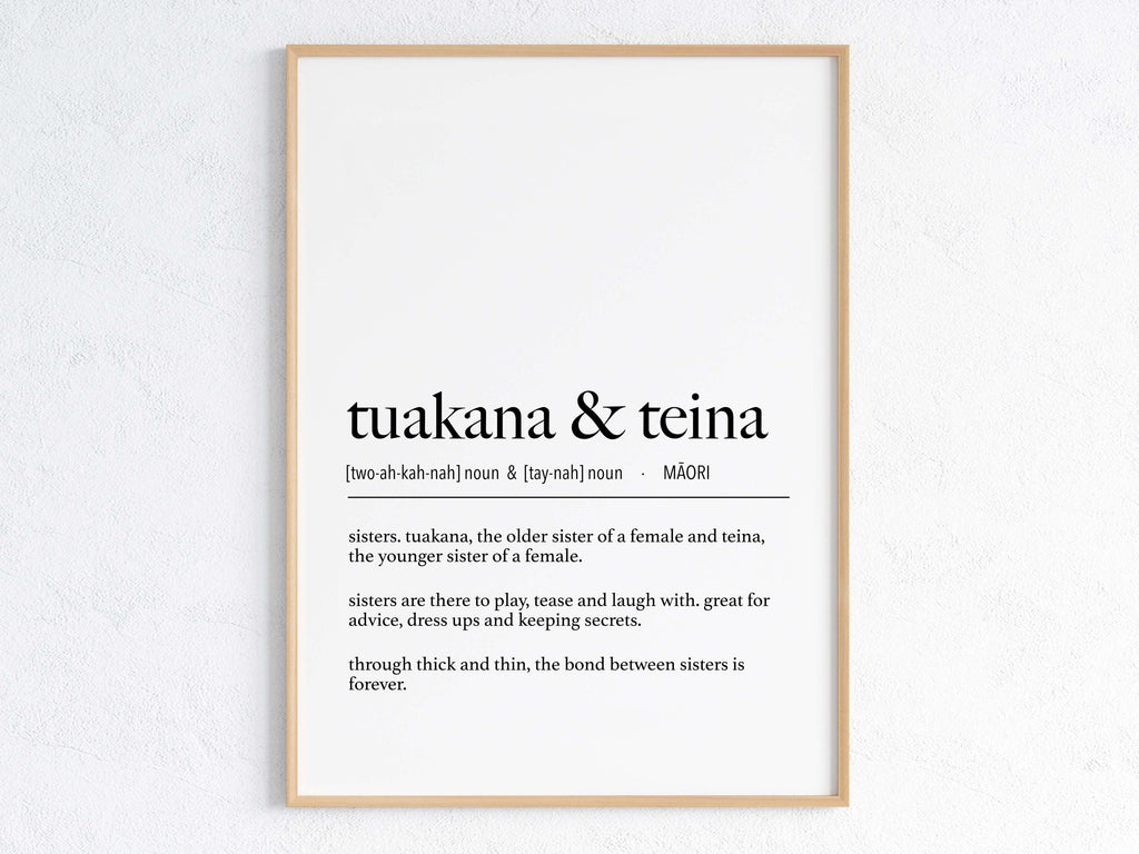 New Zealand Maori Tuakana & Teina (Older Sister and Younger Sister) Te Reo Maori Definition Digital Print // Maori Language - New