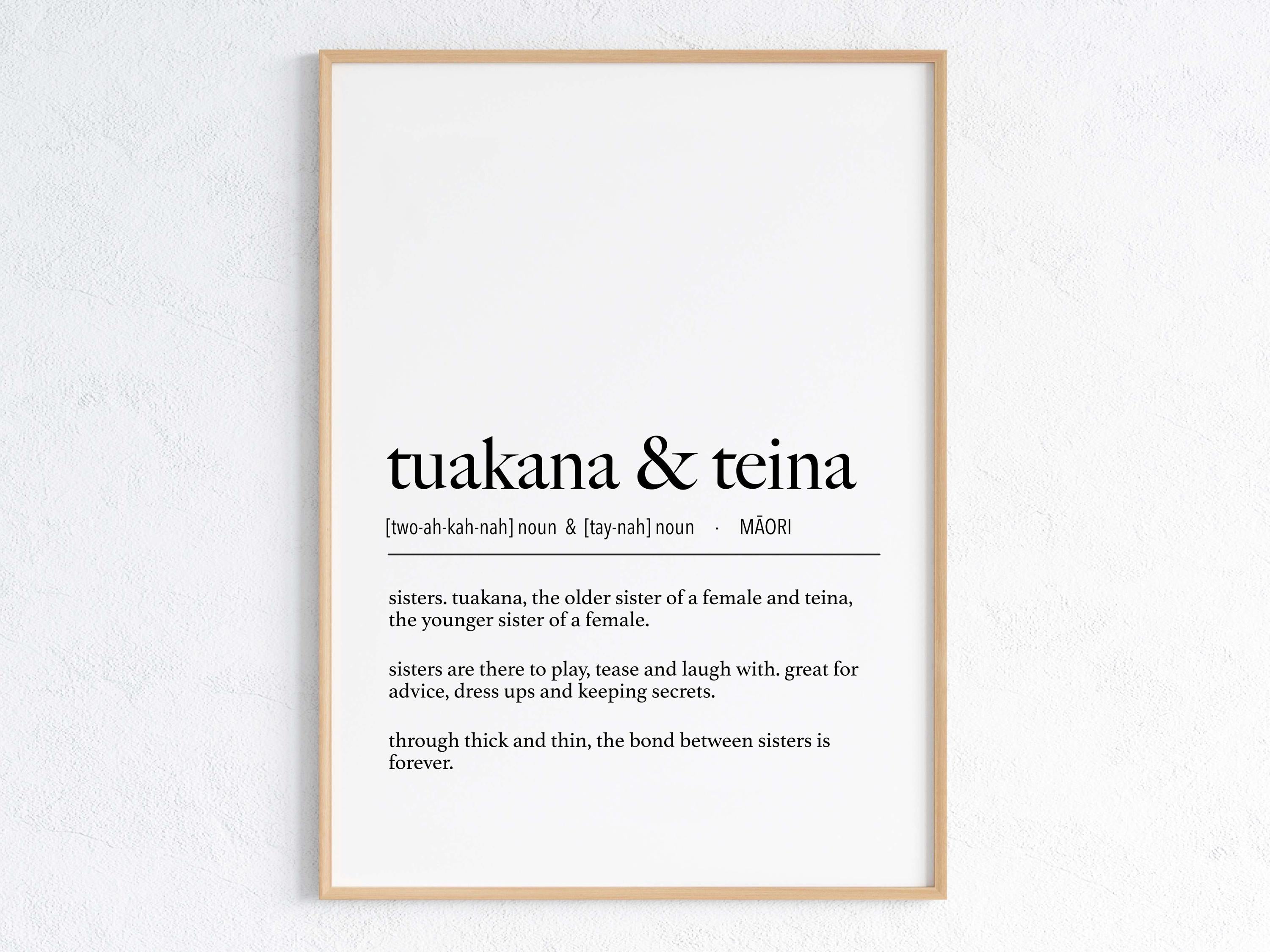 New Zealand Maori Tuakana & Teina (Older Sister and Younger Sister) Te Reo Maori Definition Digital Print // Maori Language - New