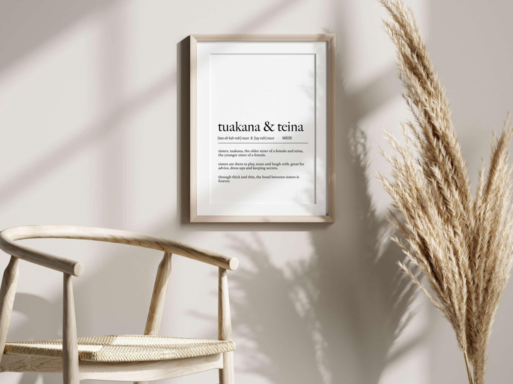 New Zealand Maori Tuakana & Teina (Older Sister and Younger Sister) Te Reo Maori Definition Digital Print // Maori Language - New