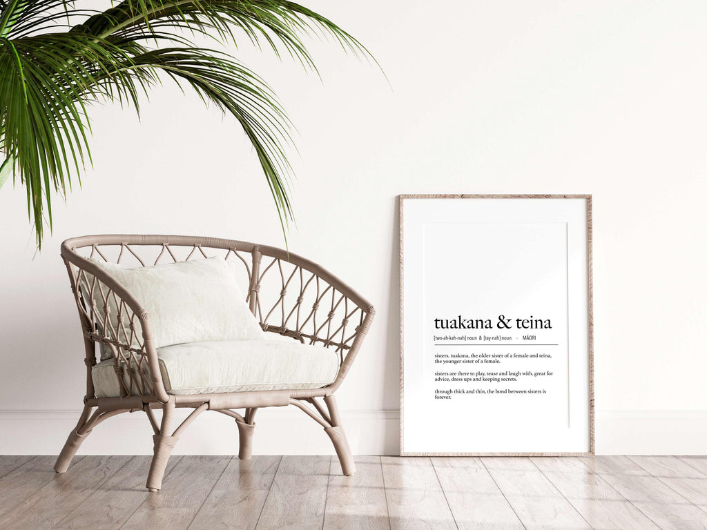 New Zealand Maori Tuakana & Teina (Older Sister and Younger Sister) Te Reo Maori Definition Digital Print // Maori Language - New
