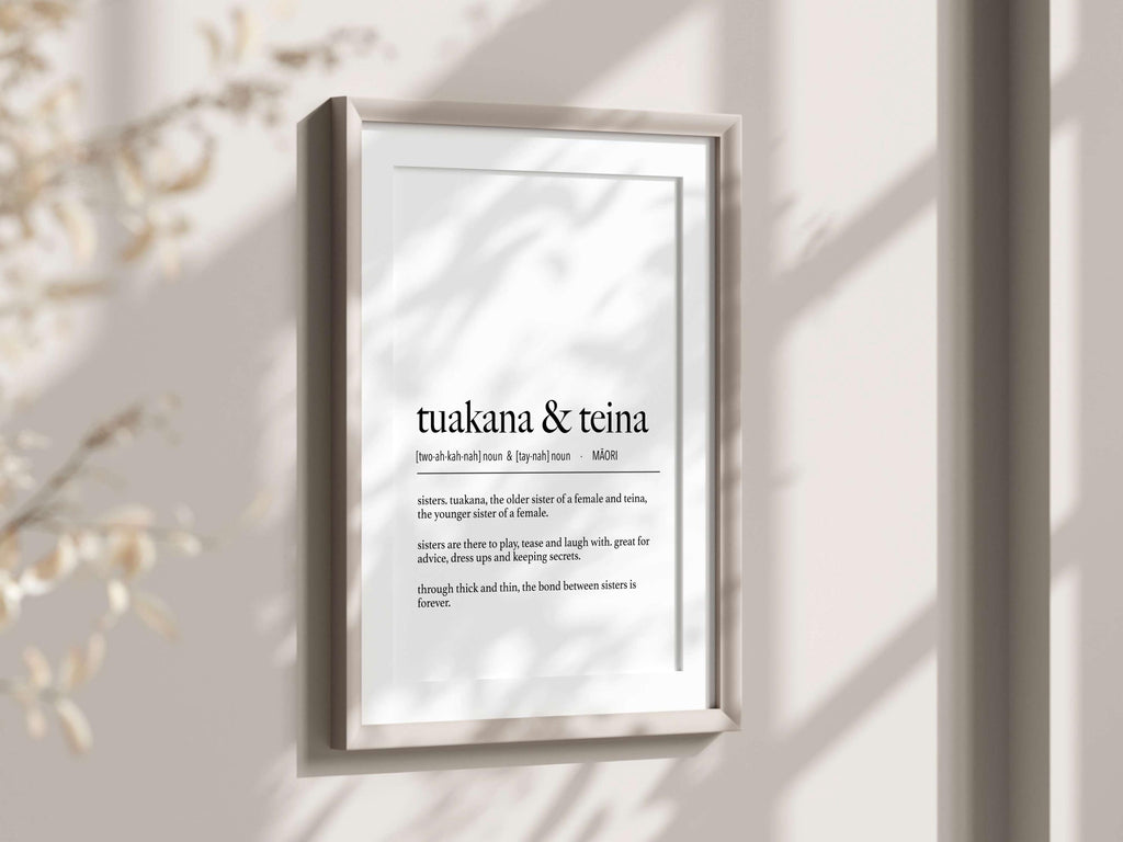 New Zealand Maori Tuakana & Teina (Older Sister and Younger Sister) Te Reo Maori Definition Digital Print // Maori Language - New