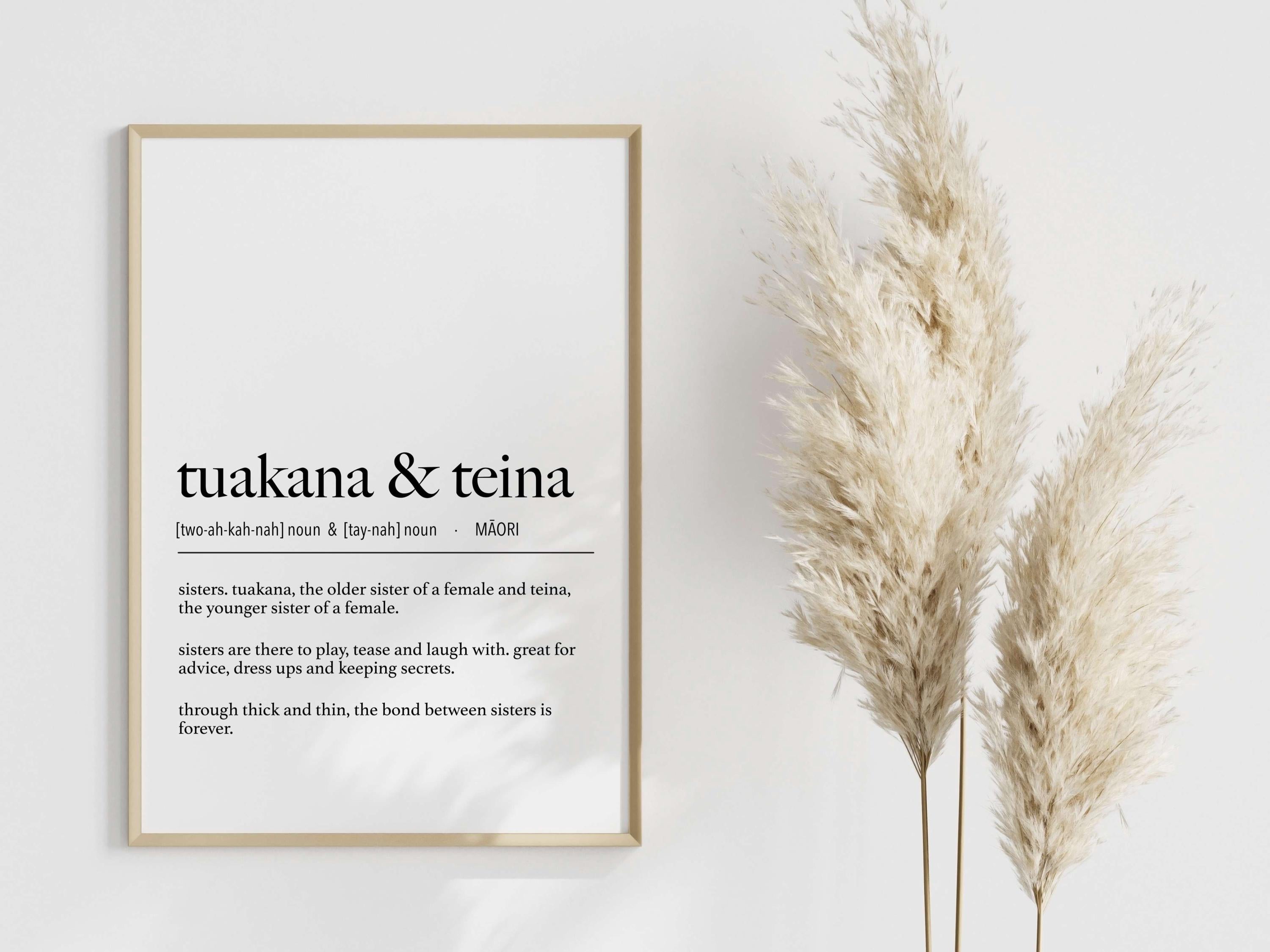 New Zealand Maori Tuakana & Teina (Older Sister and Younger Sister) Te Reo Maori Definition Digital Print // Maori Language - New