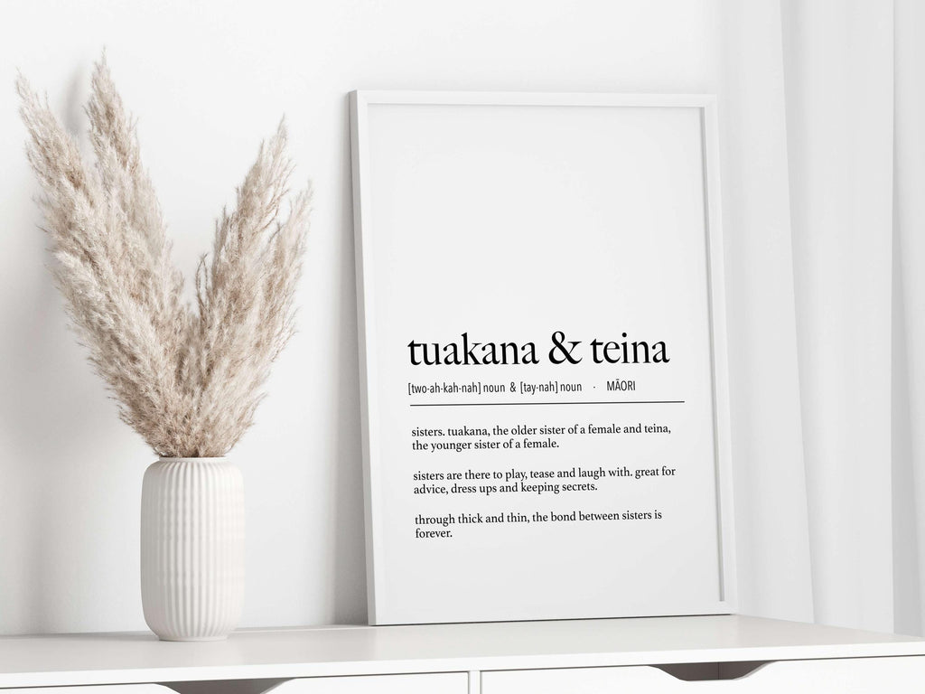 New Zealand Maori Tuakana & Teina (Older Sister and Younger Sister) Te Reo Maori Definition Digital Print // Maori Language - New