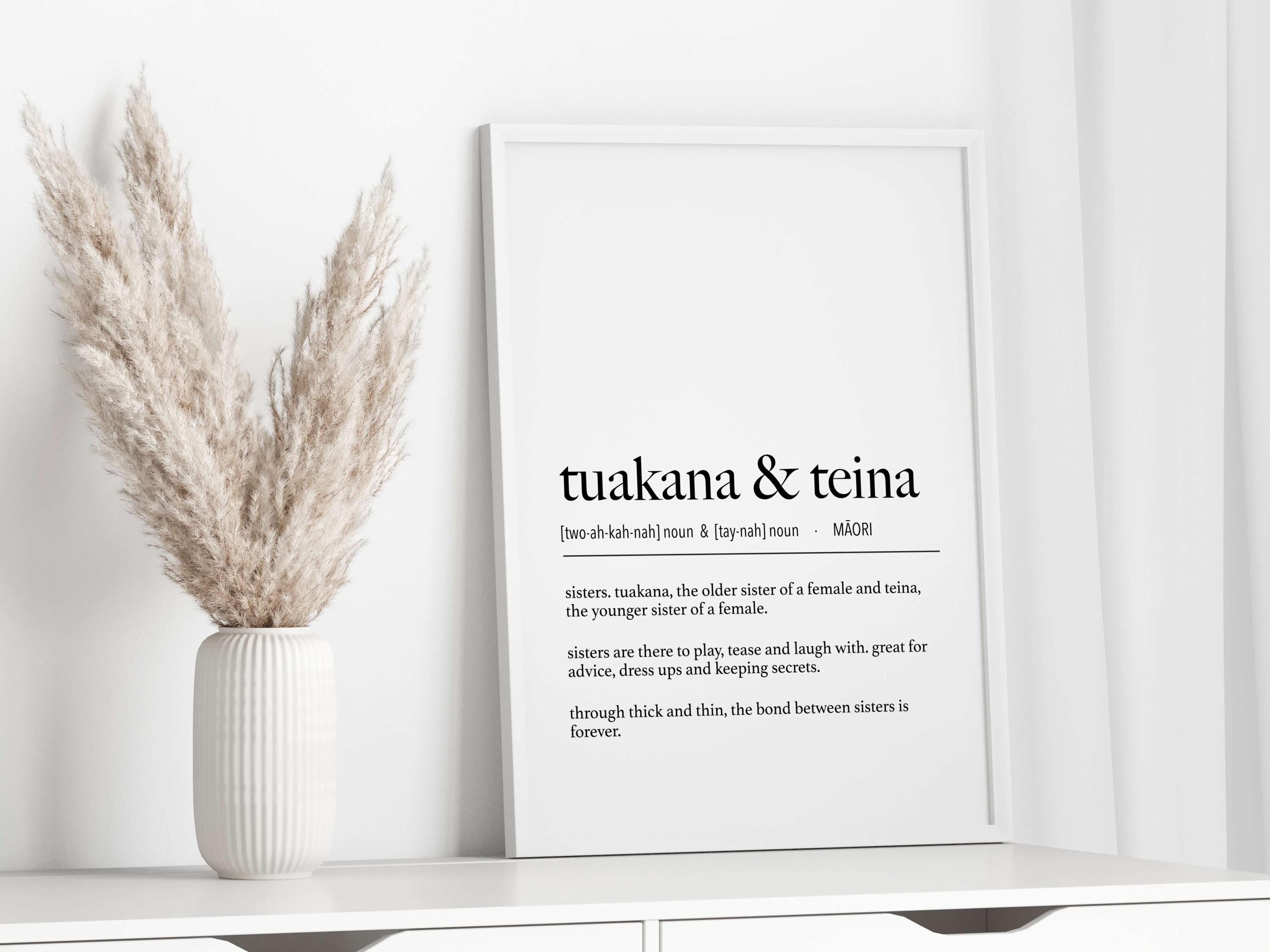 New Zealand Maori Tuakana & Teina (Older Sister and Younger Sister) Te Reo Maori Definition Digital Print // Maori Language - New