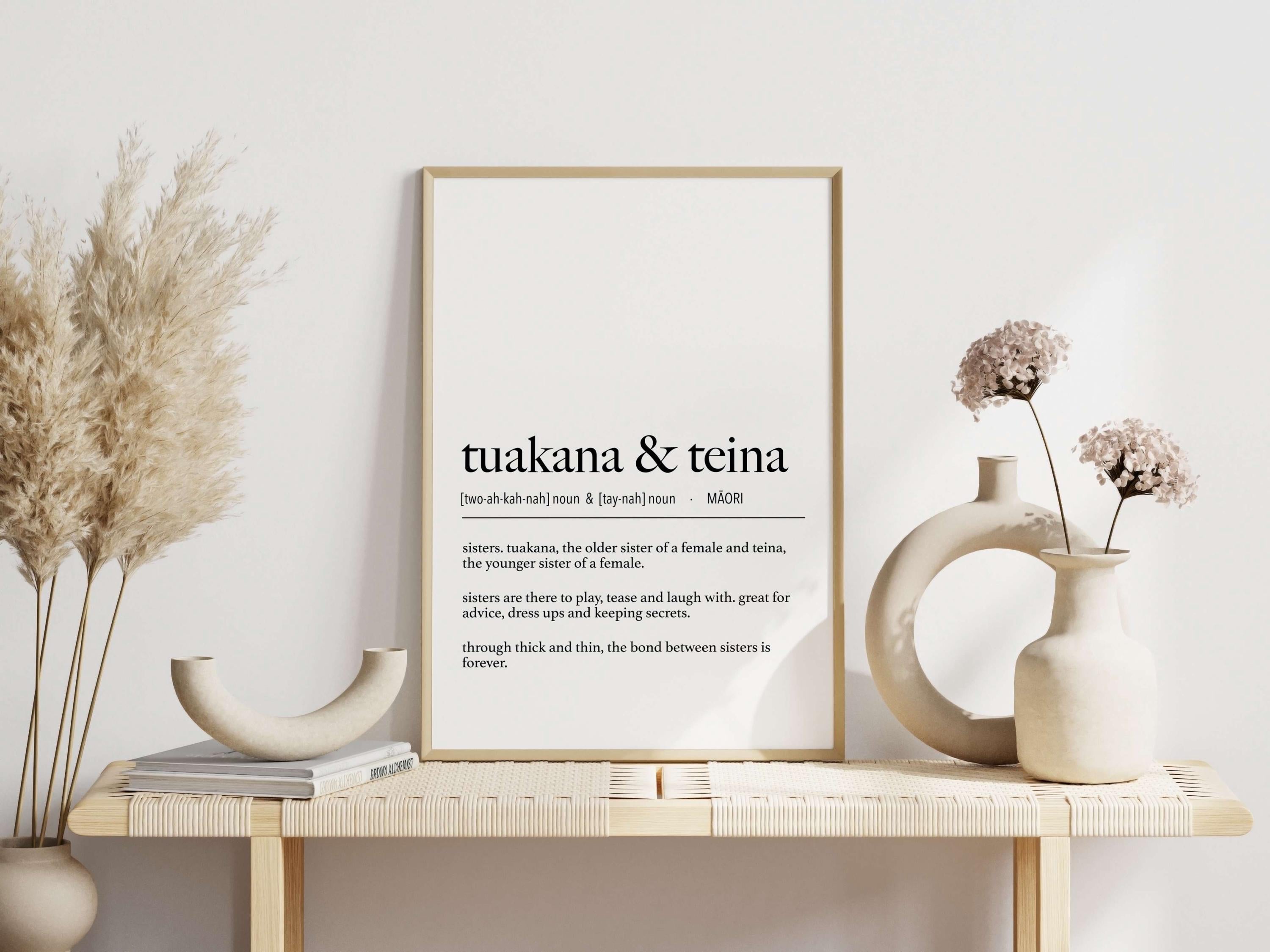 New Zealand Maori Tuakana & Teina (Older Sister and Younger Sister) Te Reo Maori Definition Digital Print // Maori Language - New