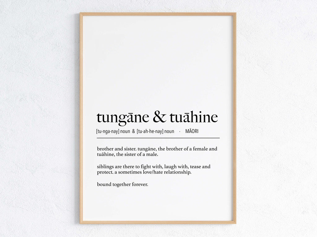 New Zealand Maori Tungāne & Tuāhine (Brother and Sister) Definition Digital Print