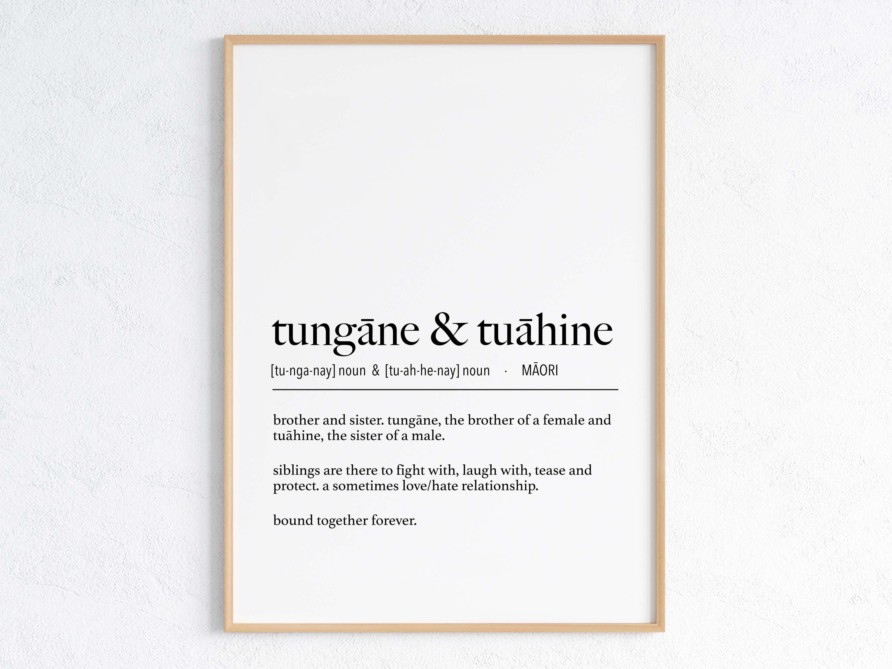 New Zealand Maori Tungāne & Tuāhine (Brother and Sister) Definition Digital Print