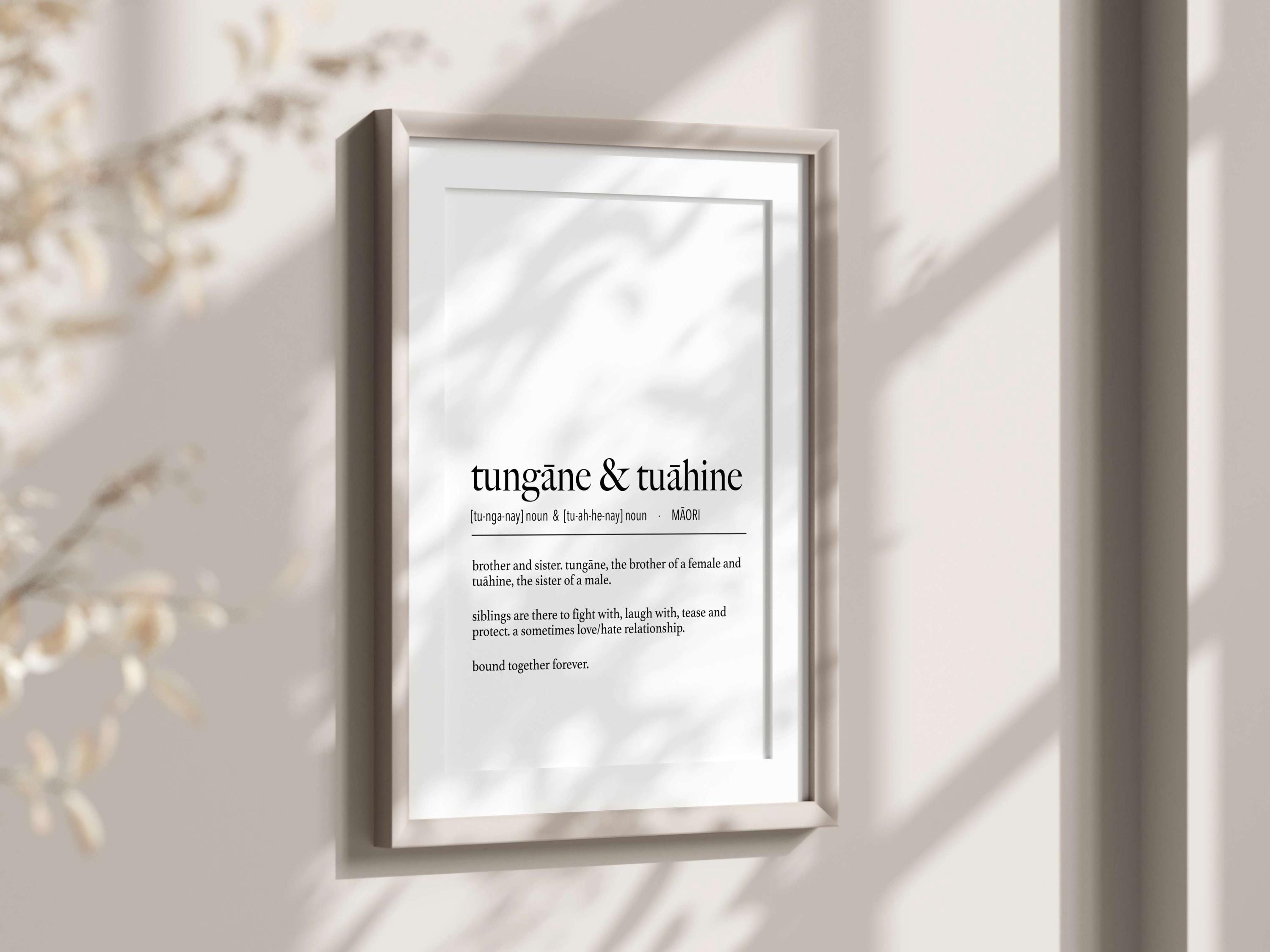 New Zealand Maori Tungāne & Tuāhine (Brother and Sister) Definition Digital Print